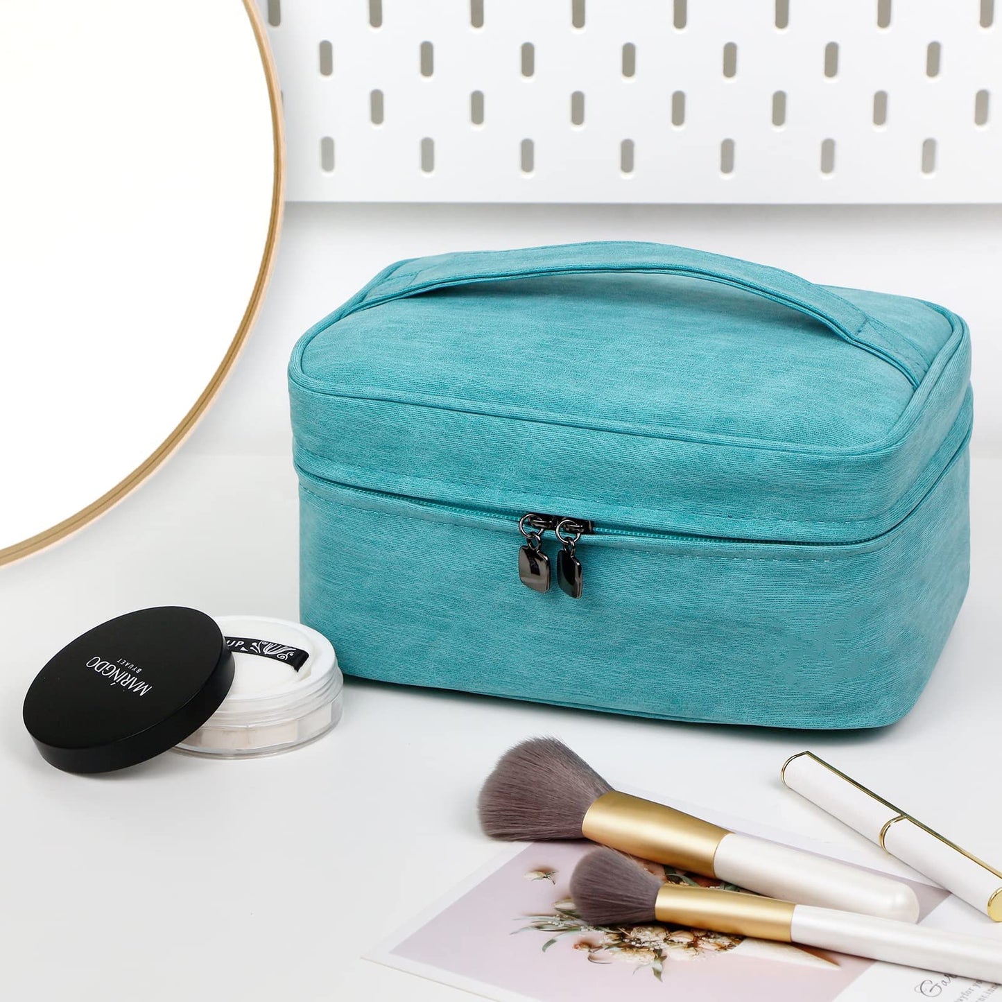 HIJJMAXX Makeup bag travel cosmetic bag makeup organizer bag travel make up bag Waterproof make up organizer bag makeup bags for women Girls.(Turquoise)