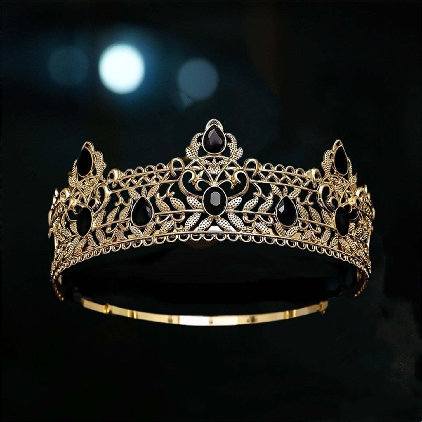 Adjustable King Queen Crown Colorful Black Headband for Men Women Prom King Queen Tiara Gift