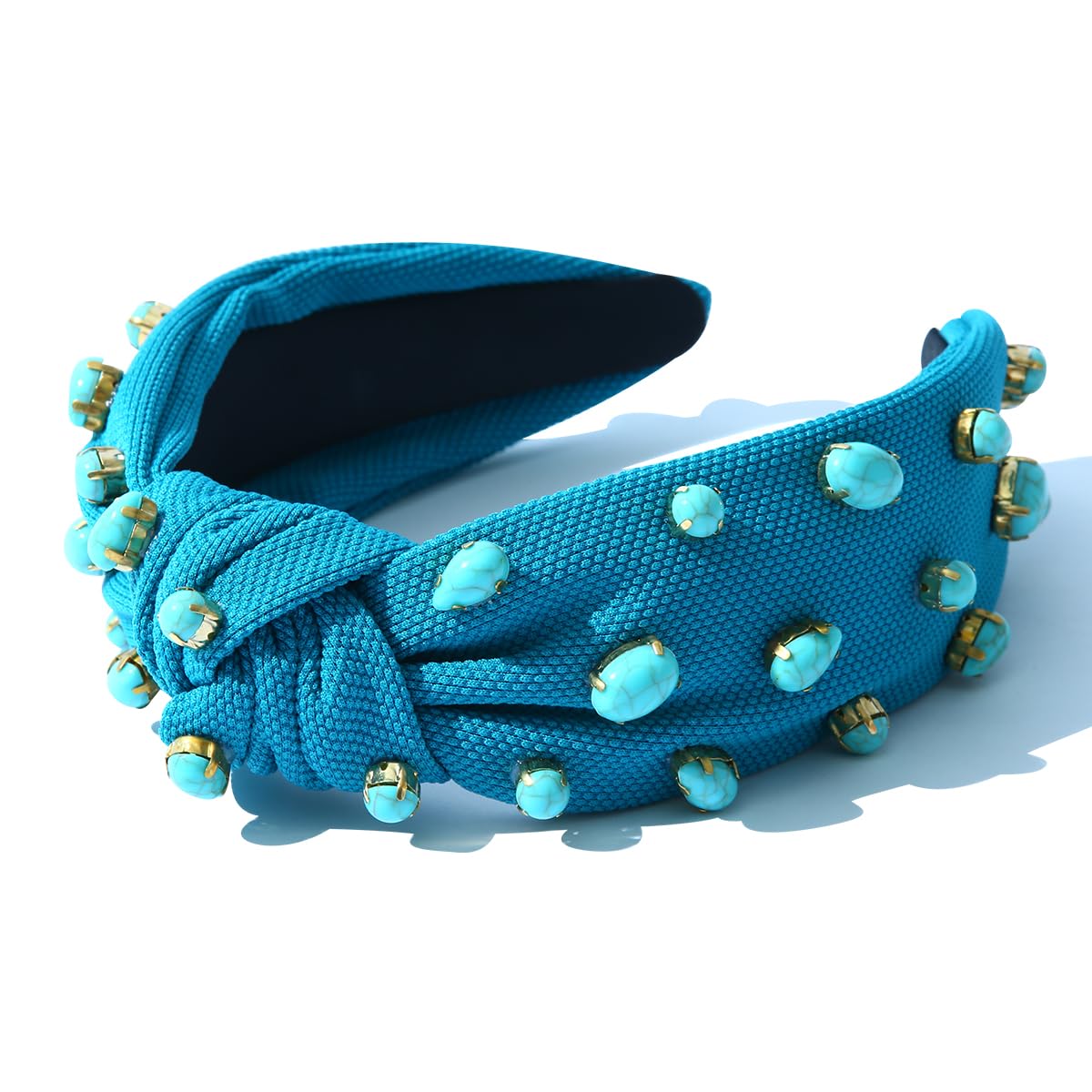 FEDANS Women Knotted Headband Crystal Turquoise Embellished Mixed Top Blue Hairband Rhinestone Hair accessories for Girls