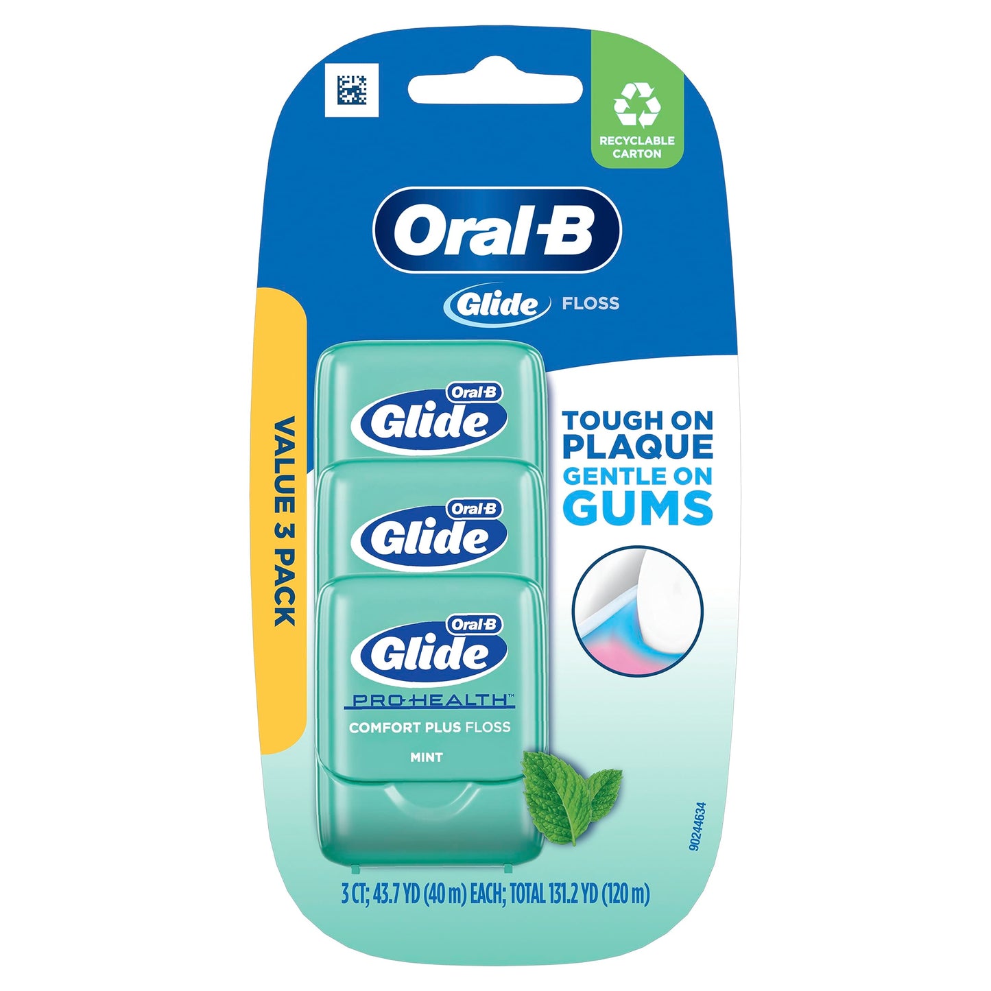 Oral-B Comfort Plus Glide Dental Floss Pack, Mint, 3 Count