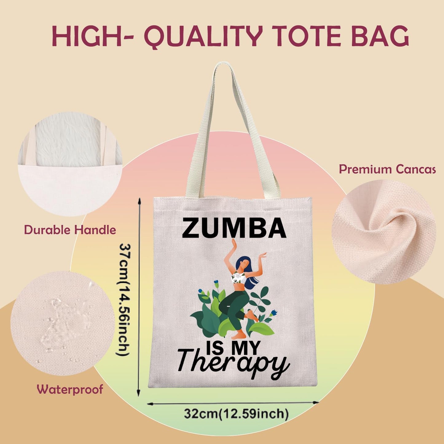 XYANFA Zumba Is My Therapy Zumba Lover Makeup Bag Zumba Instructor Gift Zumba Dance Fitness Coach Teacher Zipper Pouch (ZUMBA IS MY Therapy Tote Bag)