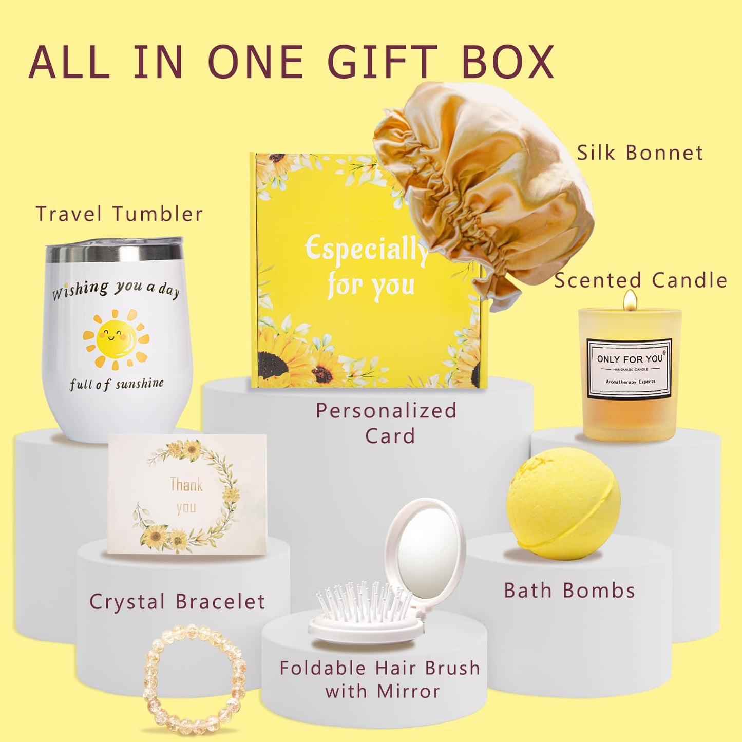 Birthday Gift Basket for Women, Sunflower Gifts, Get Well Soon Gifts, Sending Sunshine Gift Baskets, Self Care Spa Gifts for Women Her Mom Best Friends Sister, Thank You Gifts Christmas Gifts