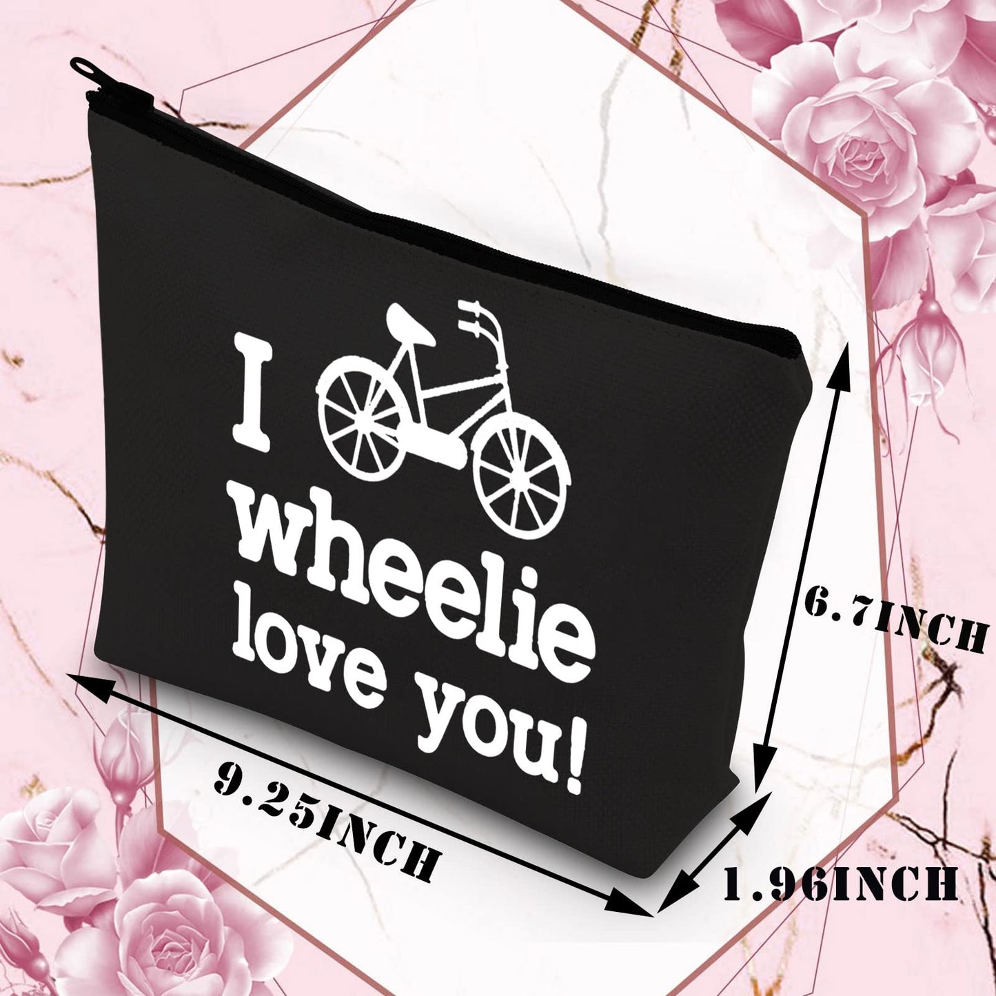 BDPWSS Cycling Gift Cyclist Gift Mountain Bike Lover Makeup Bag Bicyclists Gift For Biker Rider Gift Drive Safe Gift Bag (I wheelie love you bl)