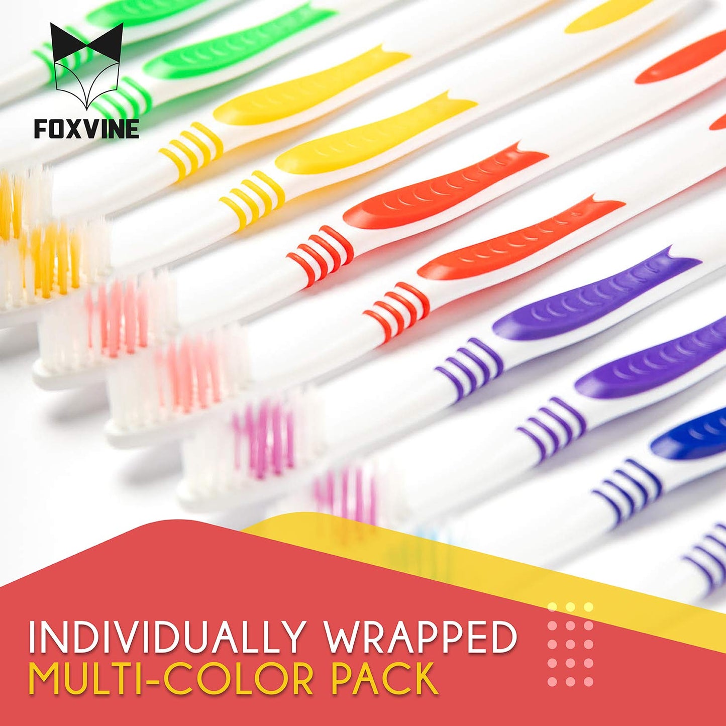 EcoFox Bulk Toothbrushes 10 Pack | Individually Wrapped Travel Toothbrush Set for Adults & Kids | Made with a Medium-Soft Large Brush Head | BPA-Free & Disposable!