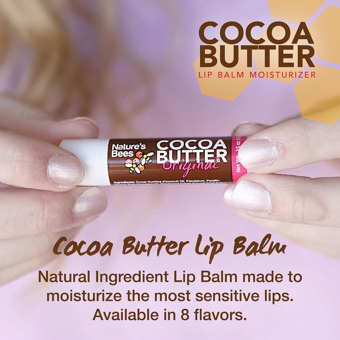 Nature's Bees - Cocoa Butter Lip Balm Moisturizer - Refresh 24 Pack, 3 Flavors - Coconut, Cherry, & Mint - Made w/Coconut Oil, Beeswax, Vitamin E, Aloe, Shea Butter - Made in the USA - 0.15oz (4.2g)