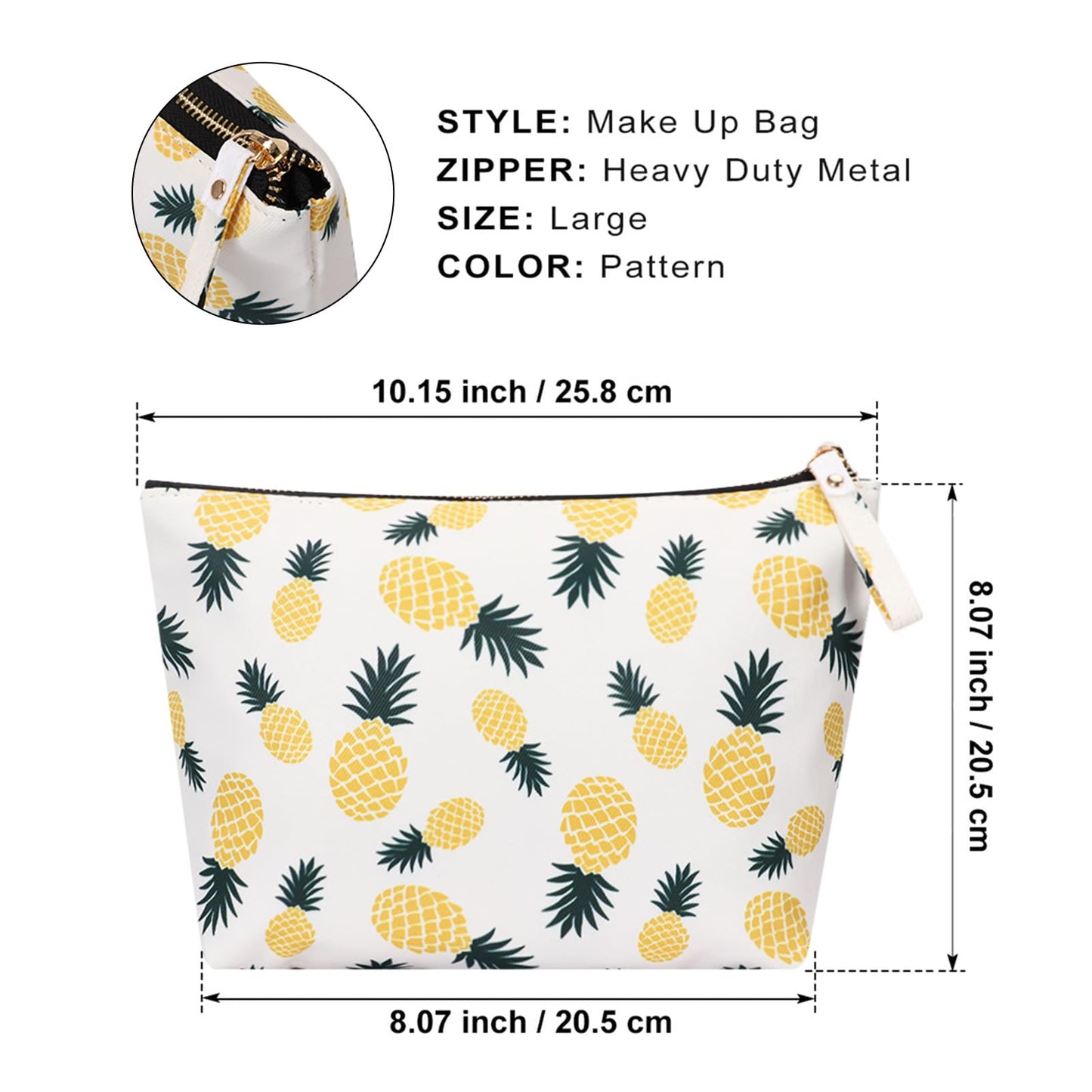 HAWEE Makeup Bags for Women Pineapple Multi-functional Travel Accessories Organizer Pouch Gift