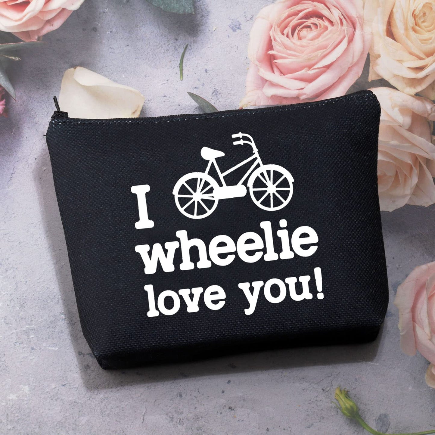 BDPWSS Cycling Gift Cyclist Gift Mountain Bike Lover Makeup Bag Bicyclists Gift For Biker Rider Gift Drive Safe Gift Bag (I wheelie love you bl)