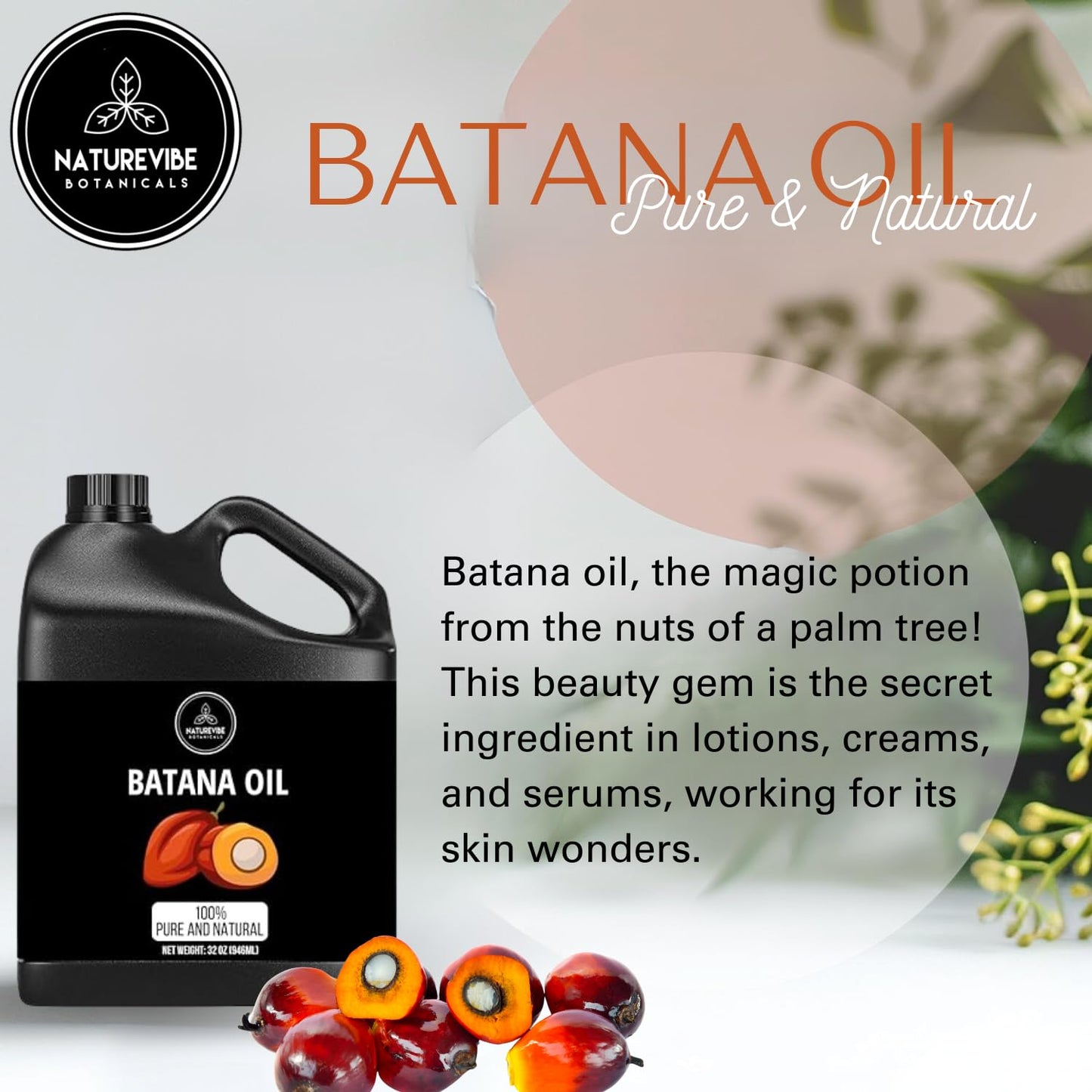 Naturevibe Botanicals Batana Oil 32 Ounces | 100% Pure and Natural | Great for Skin Care and Hair Care