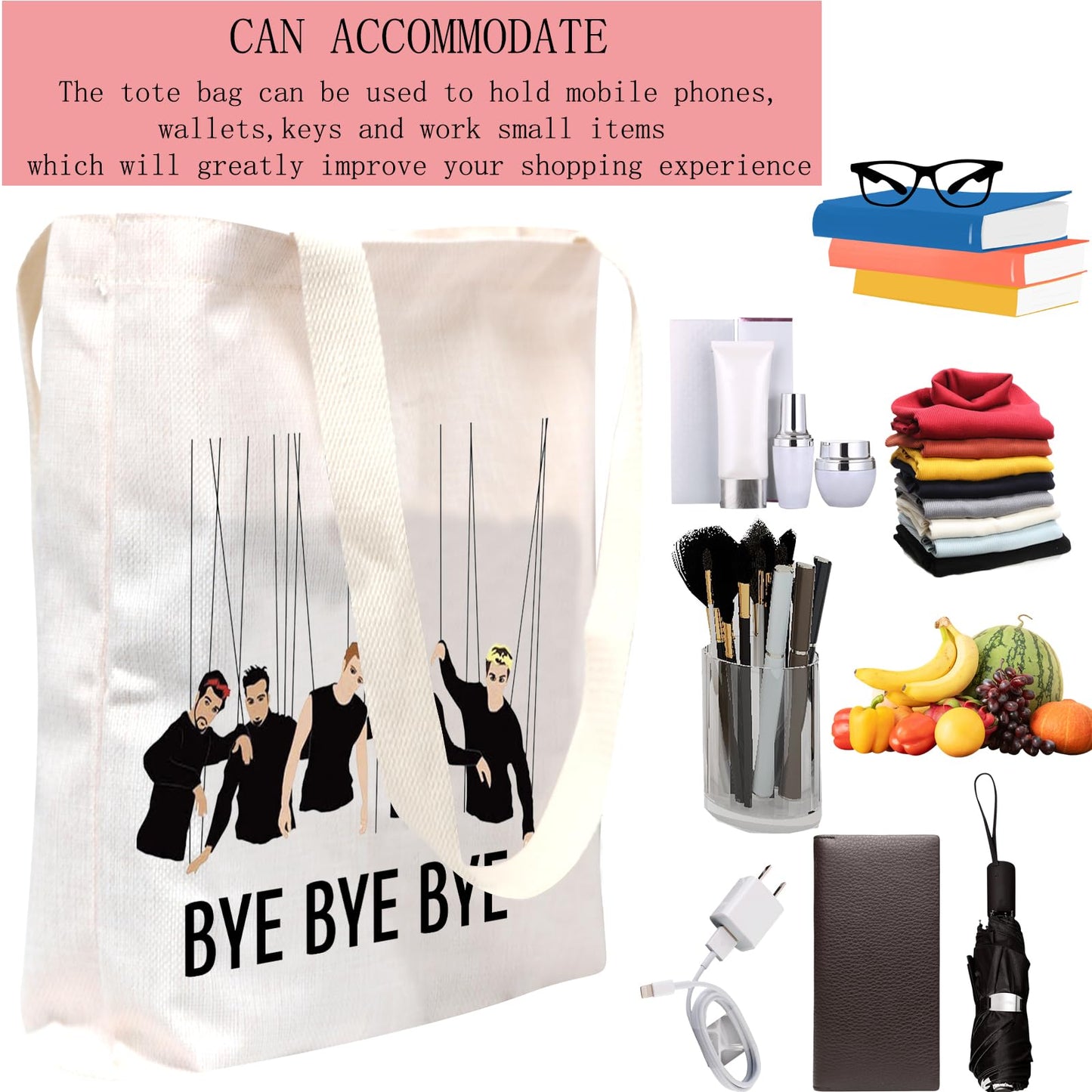 POFULL Music Band Gift for Best Friend Boy Band Gift Concert Gift for Fan Music Lover Gift (BYE TOTE BAG)