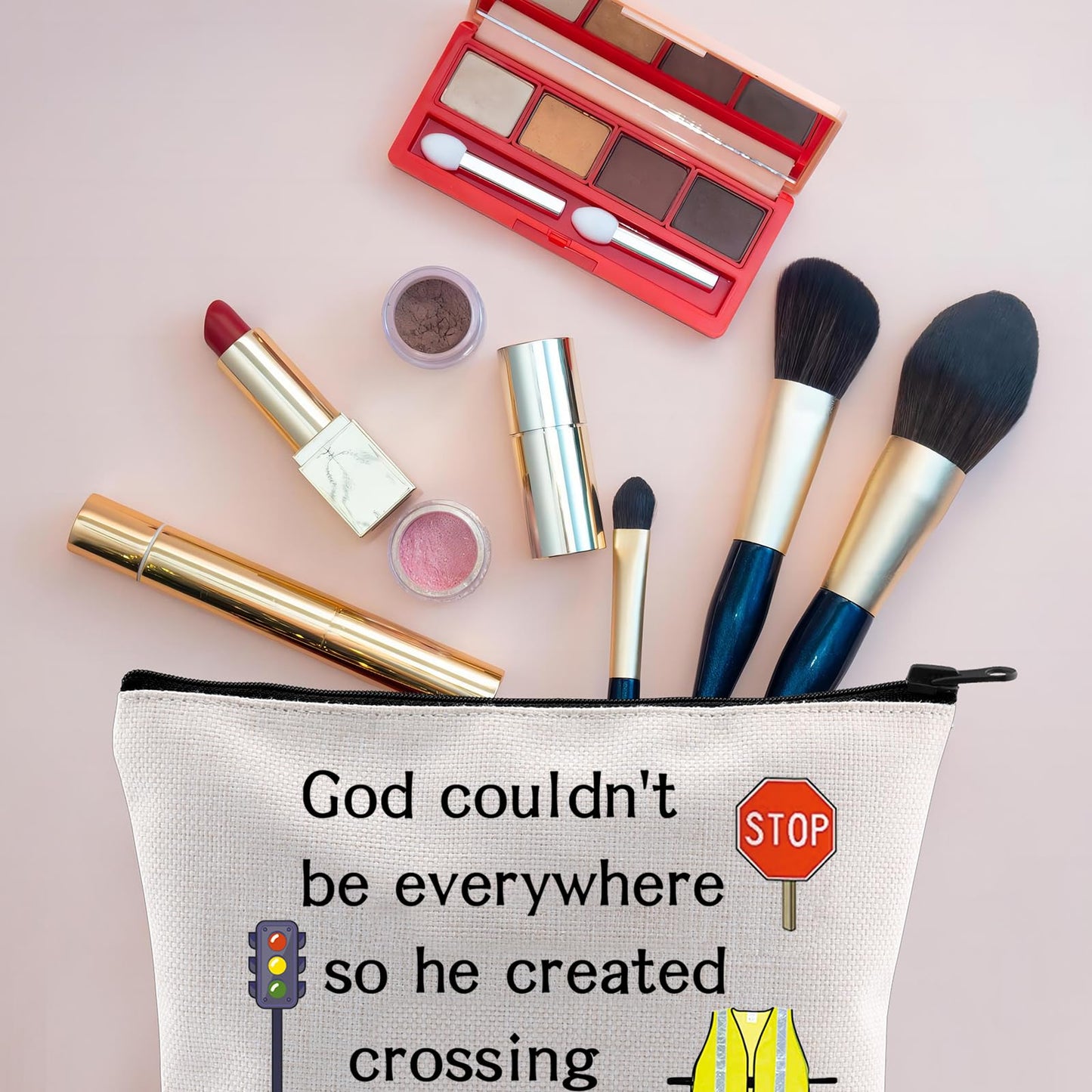 VAMSII Crossing Guard Gifts Lollipop lady Makeup Bag God Couldn’t be Everywhere He Created Crossing Guards Zip Bag (Crossing guards)