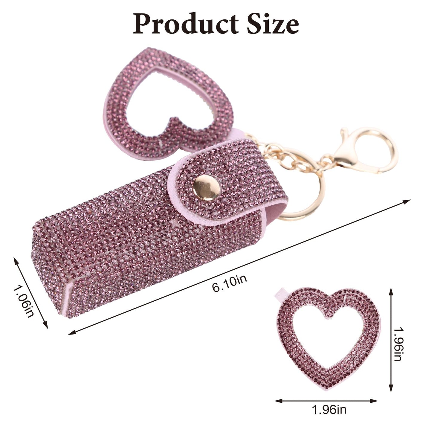 Lipstick Organizer Keychain, Rhinestone Lipstick Case with Mirror for Women, Portable Lipstick Leather Holder Lip Gloss Bag Lip Balm Case for Travel, Party, Holiday Gifts (Violet)