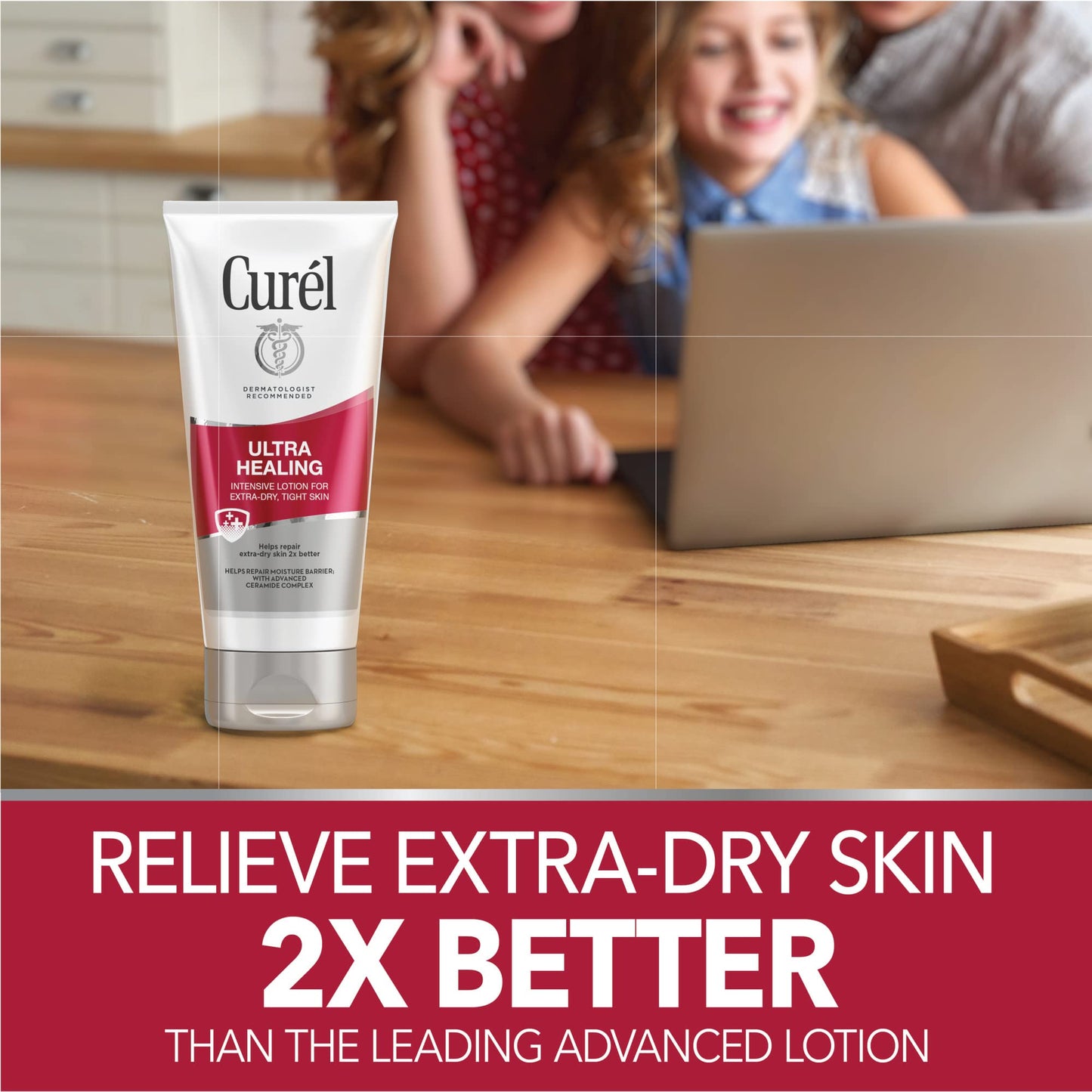 Curel Ultra Healing Intensive Fragrance-Free Lotion For Extra-Dry Skin, Dermatologist Recommended, Ideal for Sensitive Skin, Cruelty Free, Paraben Free, 2.5 Oz, Pack of 4