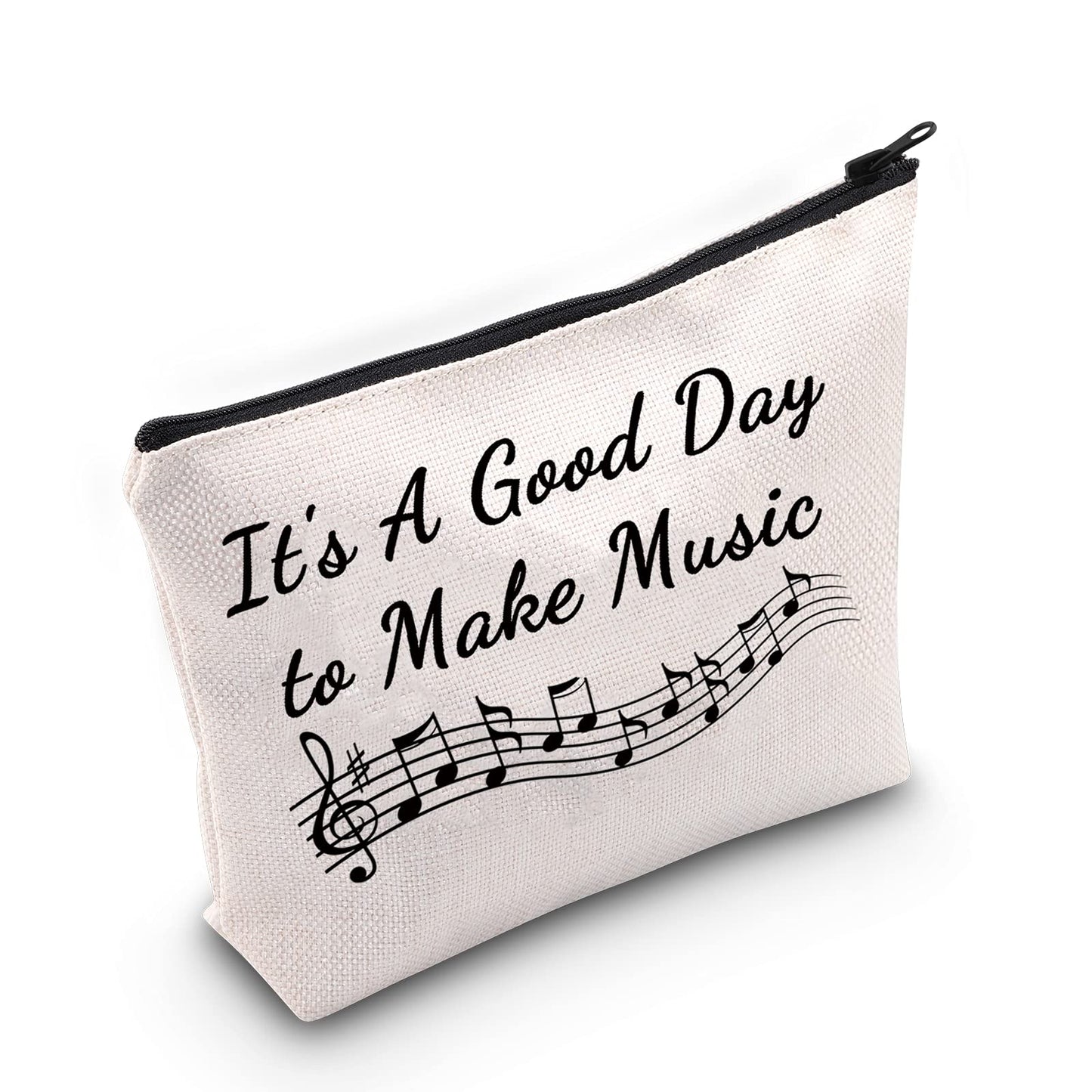 ZJXHPO Music Lover Gift Music Teacher Makeup Zipper Touch Bag It's A Good Day To Make Music Cosmetic Bag Music Survival Kit Travel Case (Make music)