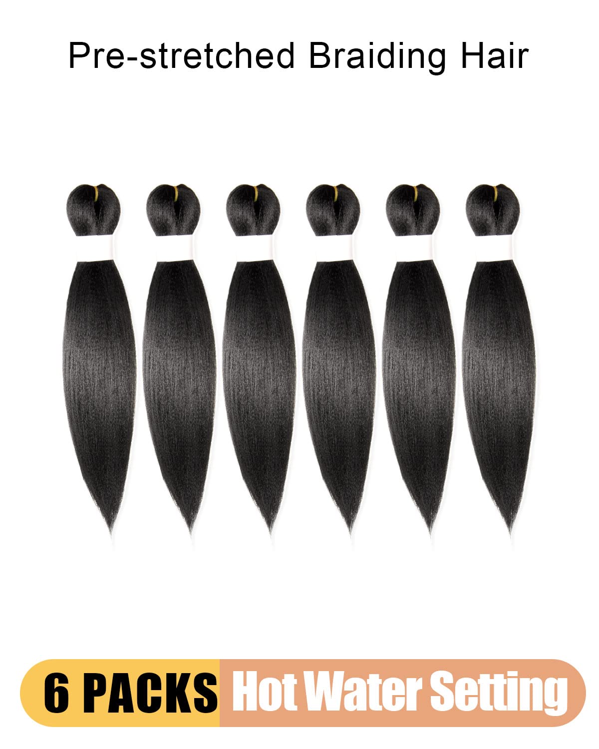 KAVSORAPI Braiding Hair 10 Inch Pre Stretched Hair Color 1 Short Straight Crochet Braids Yaki Synthetic Hair 6 Packs (1#/Jet Black)