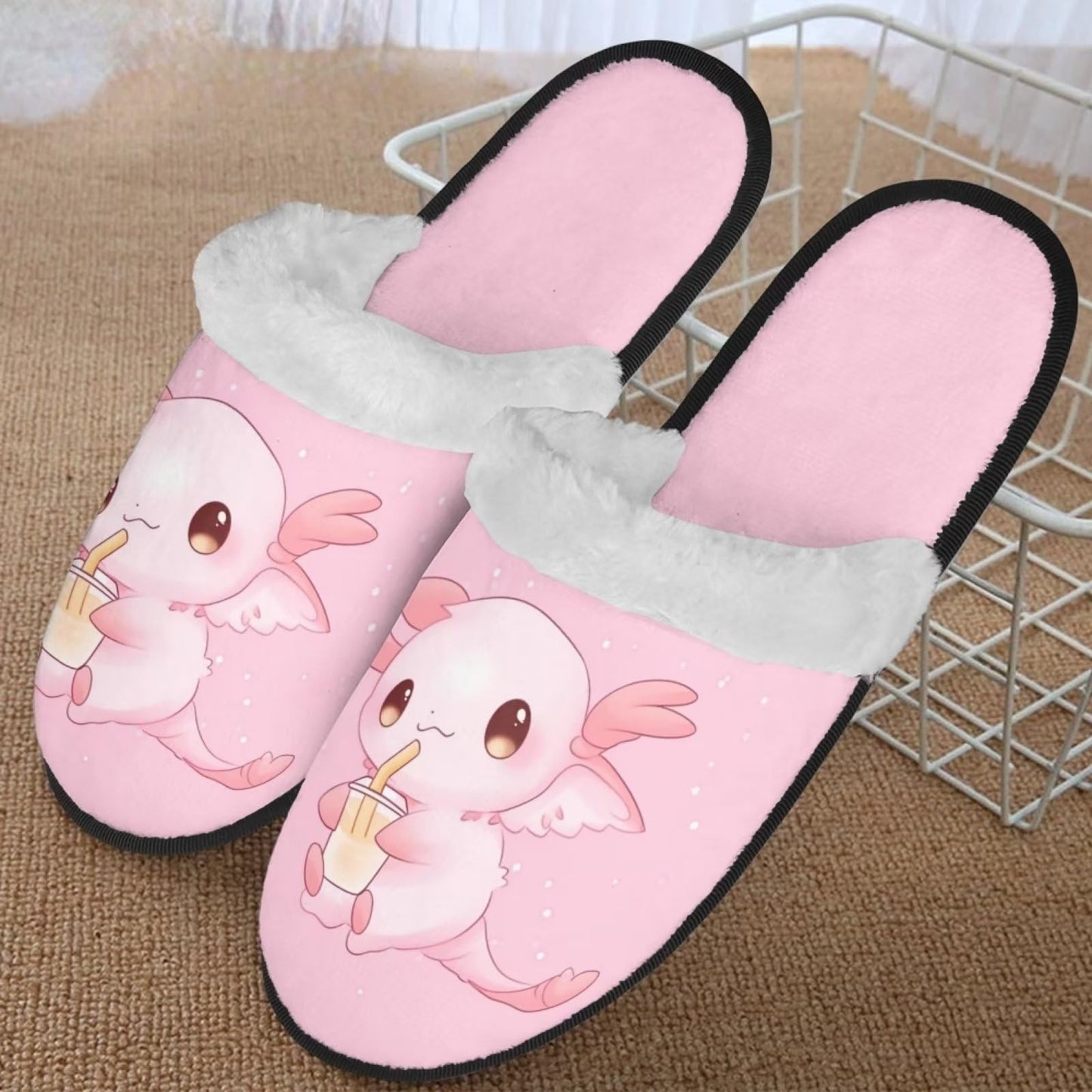 ZPINXIGN Kawaii Slipper Womens Cute Axolotl House Slippers Casual Home Spa Slippers Non Slip for Hotel Bedroom Travel Shoes Anti-slip Slippers