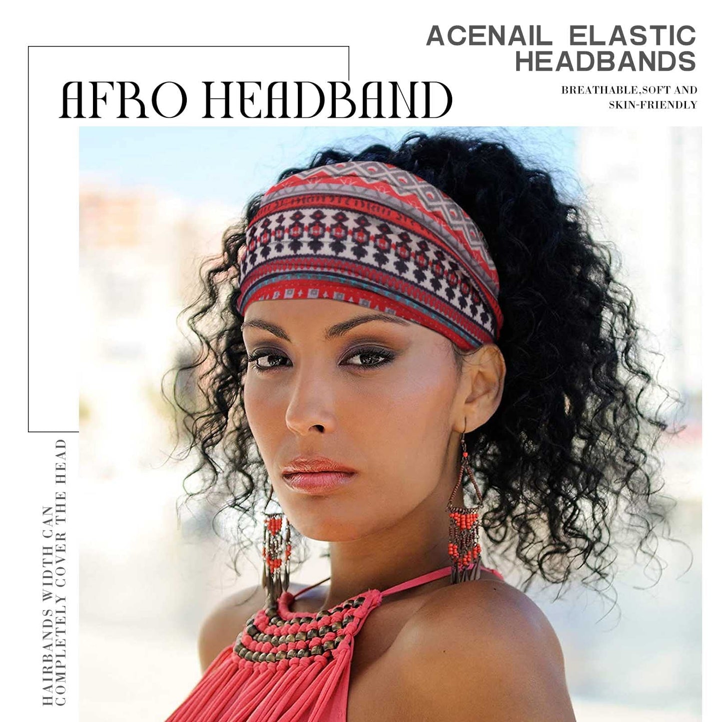 Acenail Wide Headbands Women Turban Knotted Headband Elastic Non Slip Hairbands African Head Bands Cotton Workout Head Wraps Bohemian Head Band Running Sports Hairband Yoga Head Scarfs Boho Hair