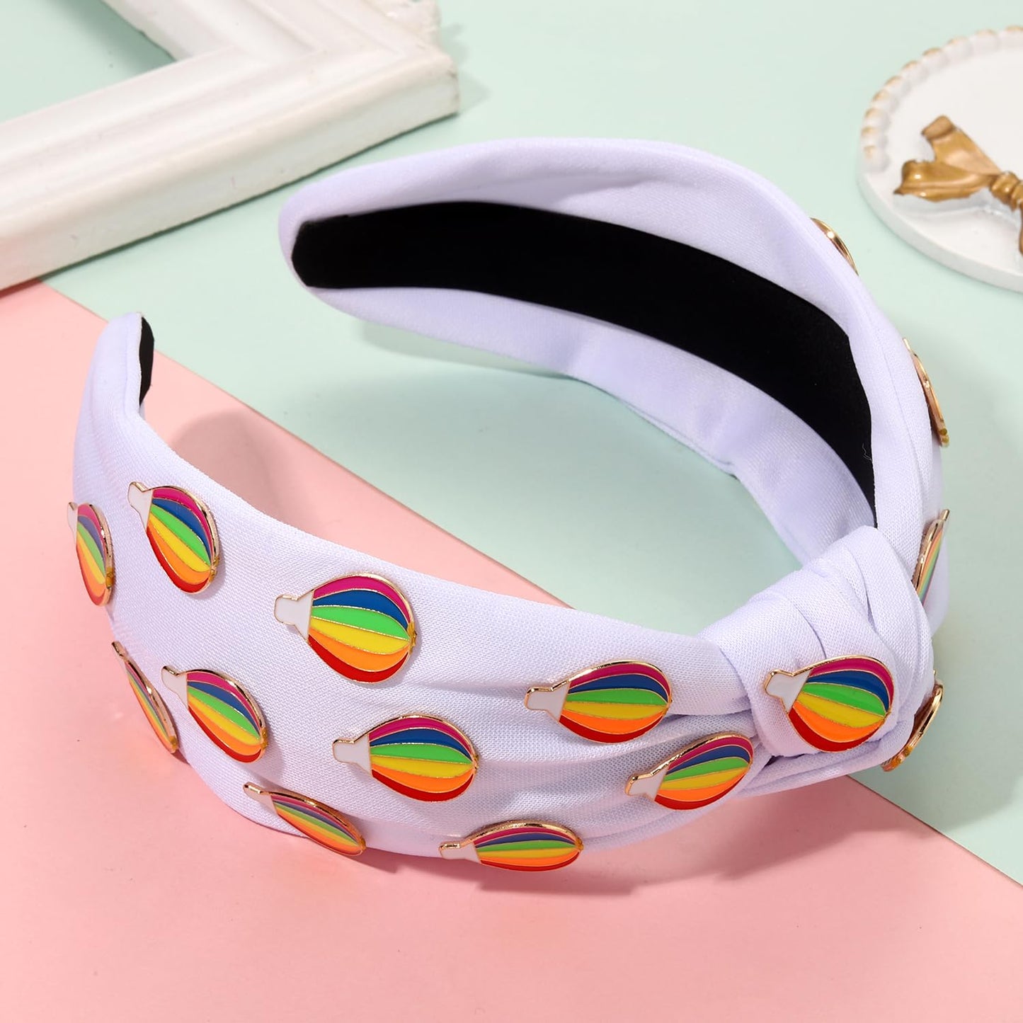 boderier Pride Headband Rainbow Balloon Knotted Headband LGBTQ Gay Pride Hairband Bisexual Rainbow Pride Accessories for Women Party Decorations