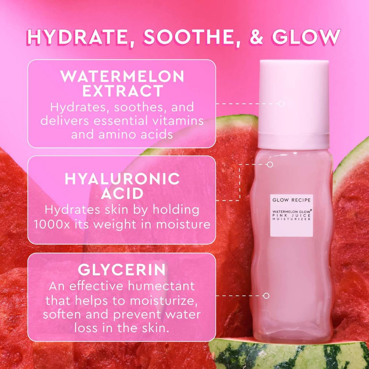 Glow Recipe Pink Juice Hydrating Face Moisturizer for Women & Men - Korean Skin Care Moisturizer with Hyaluronic Acid for Glass Skin - Lightweight Gel Moisturizer for Dry Skin (50ml)