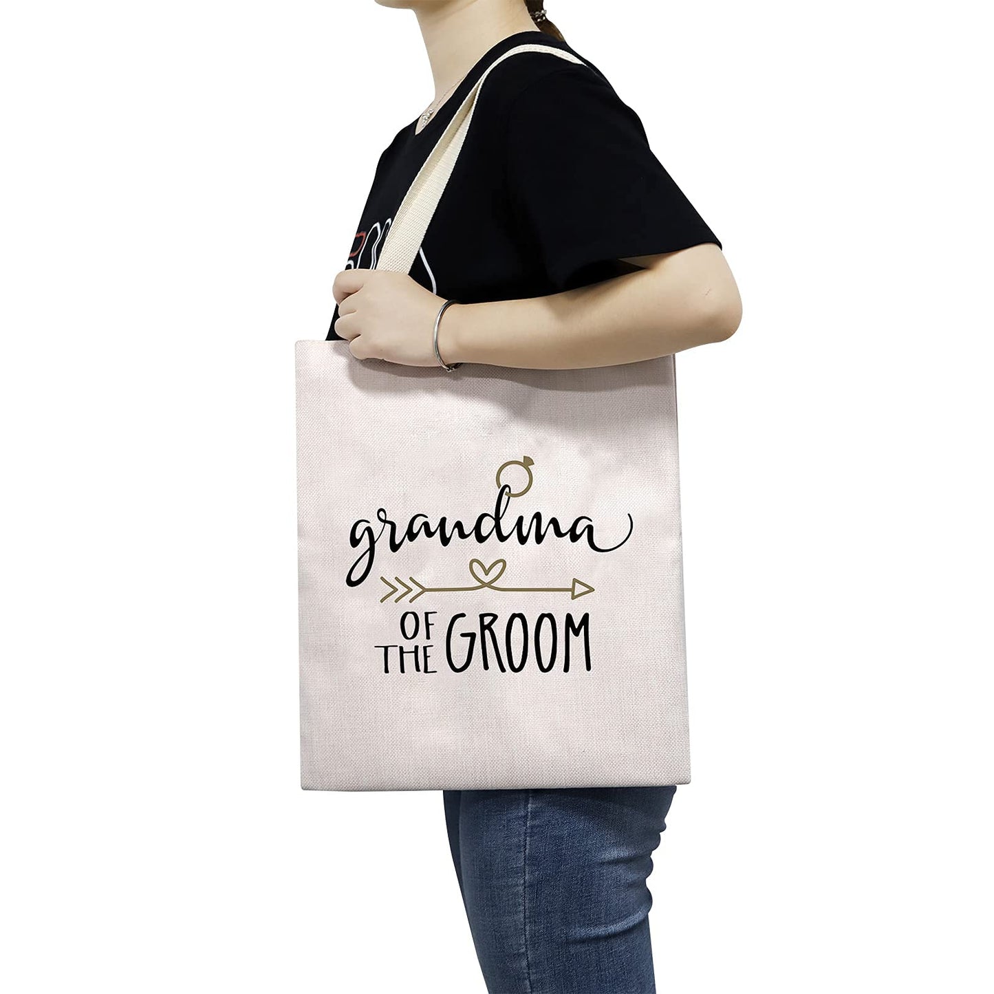 TSOTMO Grandma Grandmother Gift Groom Grandma Gift Grandma of The Groom canvas tote bags Wedding Dinner Gift (Groom canvas)