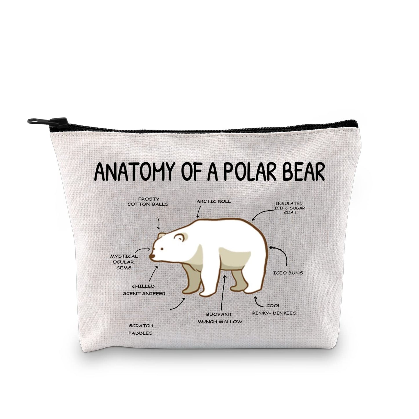 XYANFA Polar Bear Cosmetic Bag Polar Bear Lover Gift North Pole Gifts Anatomy Of A Polar Bear (ANATOMY OF A POLAR BEAR)