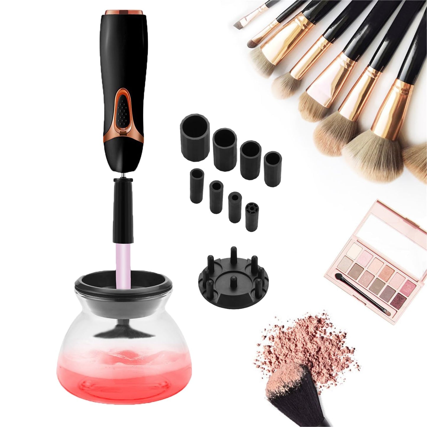 Crmanedy Makeup Brush Cleaner Machine，Travel Portable Electric makeup brush cleaner machine，Cosmetic Makeup Brush Cleaner For All Size Makeup Brush，Gift Kit for girls and womens