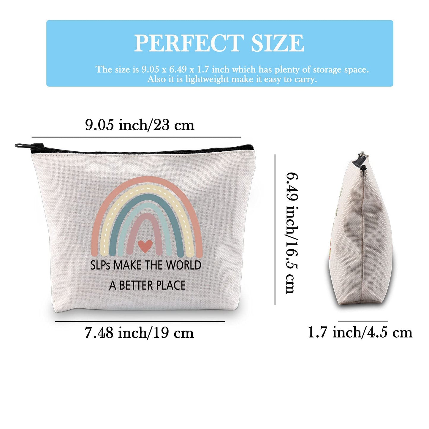 GJTIM SLP Rainbow Zipper Pouch Speech Therapy Gift SLPs Make The World A Better Place Makeup Bag SLP Graduation Gift for Speech Teacher (SLPs Make Makeup)