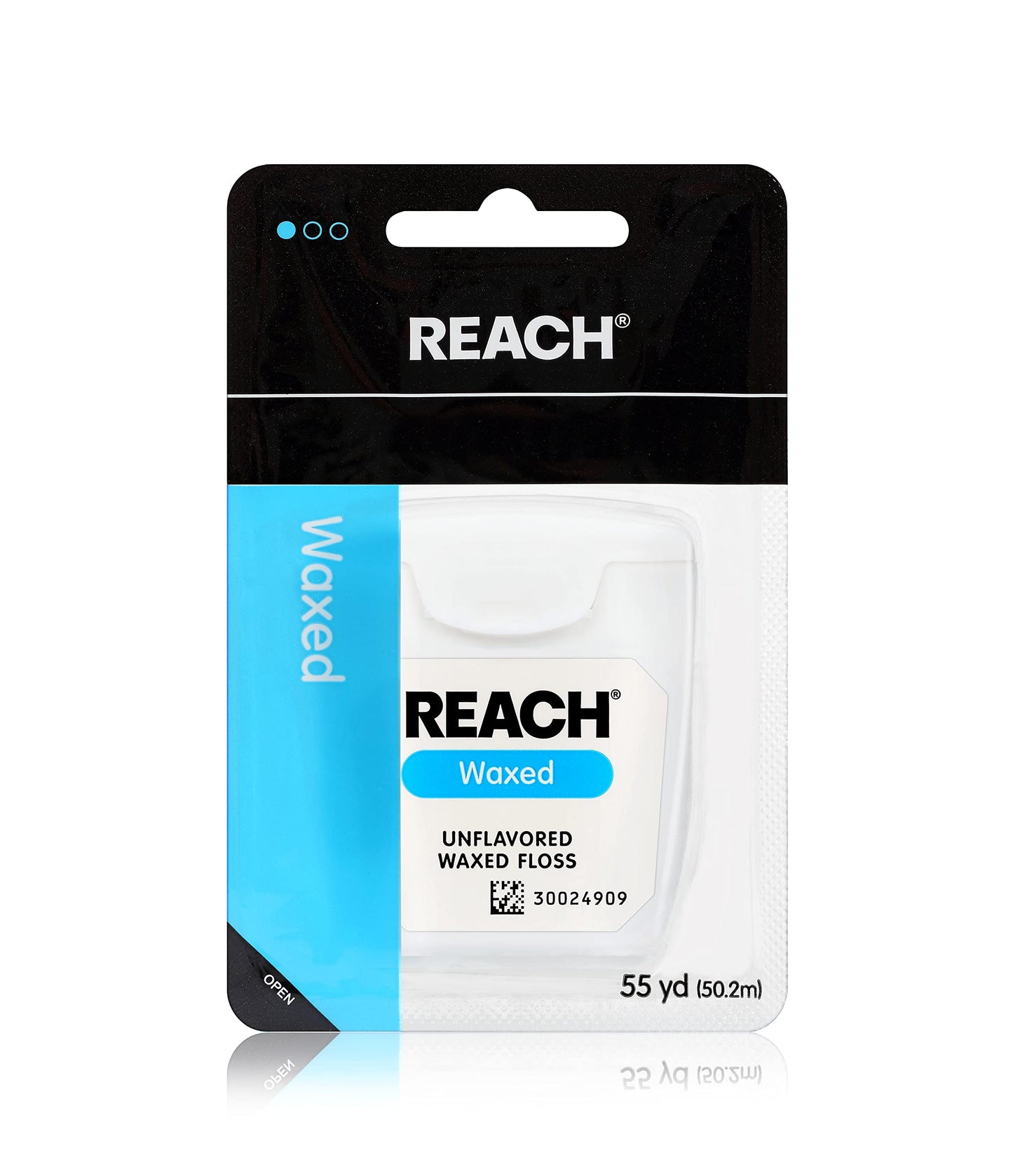 REACH Waxed Dental Floss 6 Pack Bundle, Unflavored, Plaque Remover, Shred Resistant, Extra Wide Cleaning, Gentle on Gums & Teeth, PFAS-Free, Oral Care, for Adults & Kids, 55yd