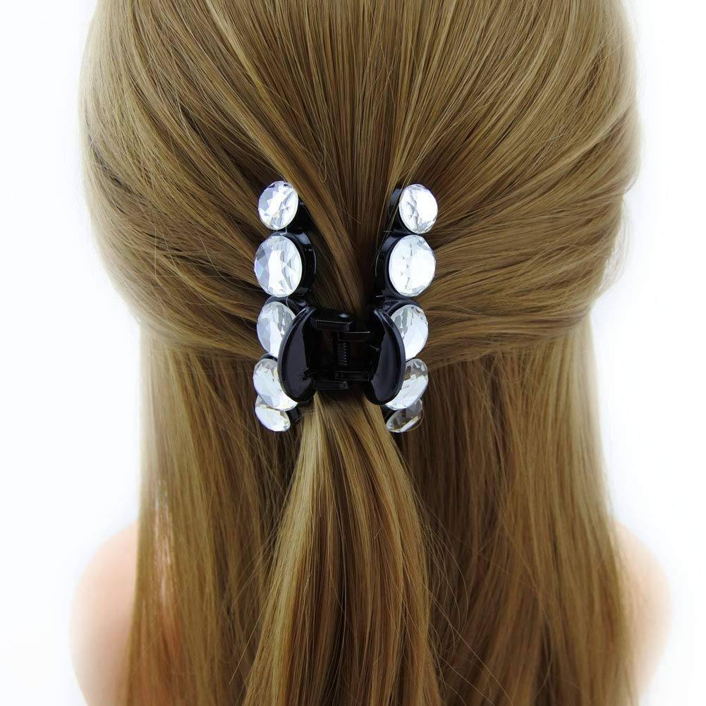 Meilliwish Sparkling Beautiful Hair Claw Clip for Women 1 PCS(D86)(White)