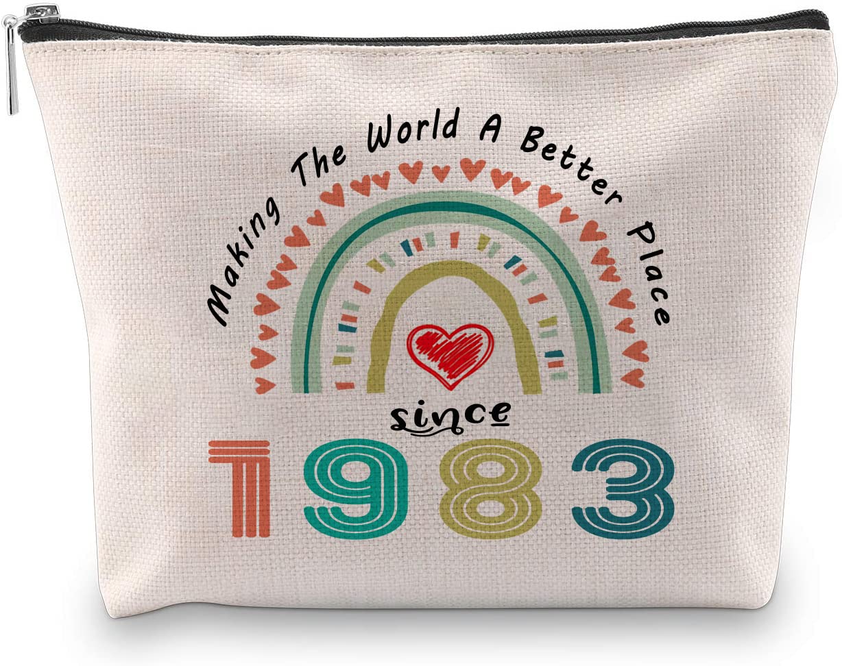 41st Birthday Gifts for Women, Making The World A Better Place Since 1983 Cosmetic Bag, 1983 Birthday Party Gifts, Makeup Bag Travel Pouch for 41 Year Old Woman, Friend Mom Aunt Sister Boss Teacher