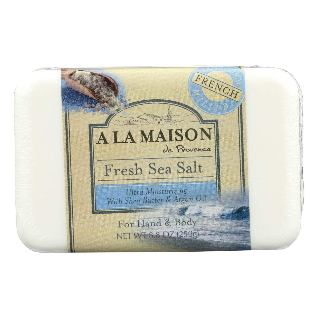 A LA MAISON Fresh Sea Salt, Sweet Almond & Rose Lilac Scent Uses: Hand and Body, Essential Oils, Plant Based, Vegan, Cruelty-Free, Alcohol & Paraben Free (3 Bars of Soap, 8.8 oz)