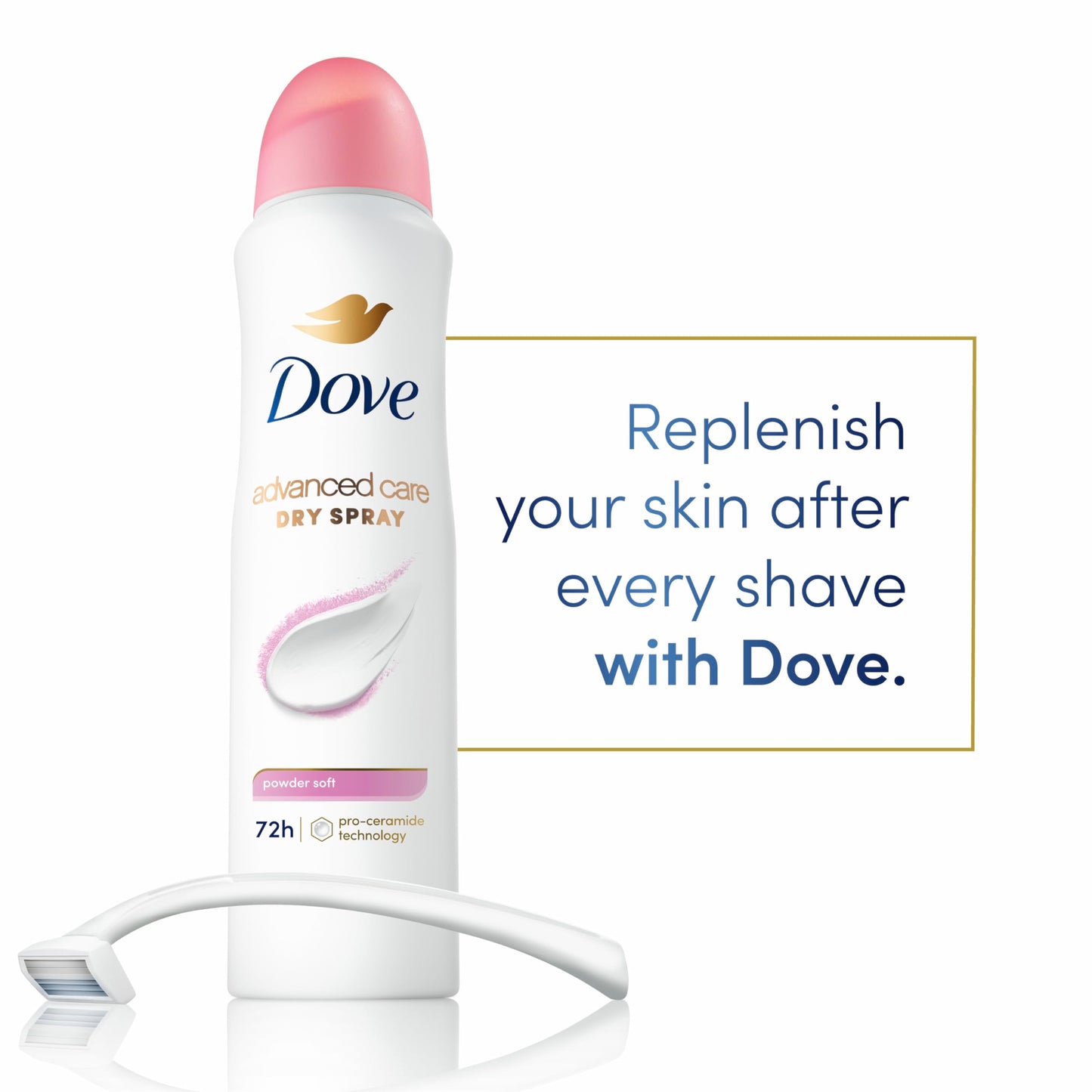 Dove Advanced Care Antiperspirant Deodorant Spray Powder Soft Pack of 12 to help skin barrier repair after shaving 72hour antiperspirant deodorant for soft underarms with boosted ceramide levels 3.8oz