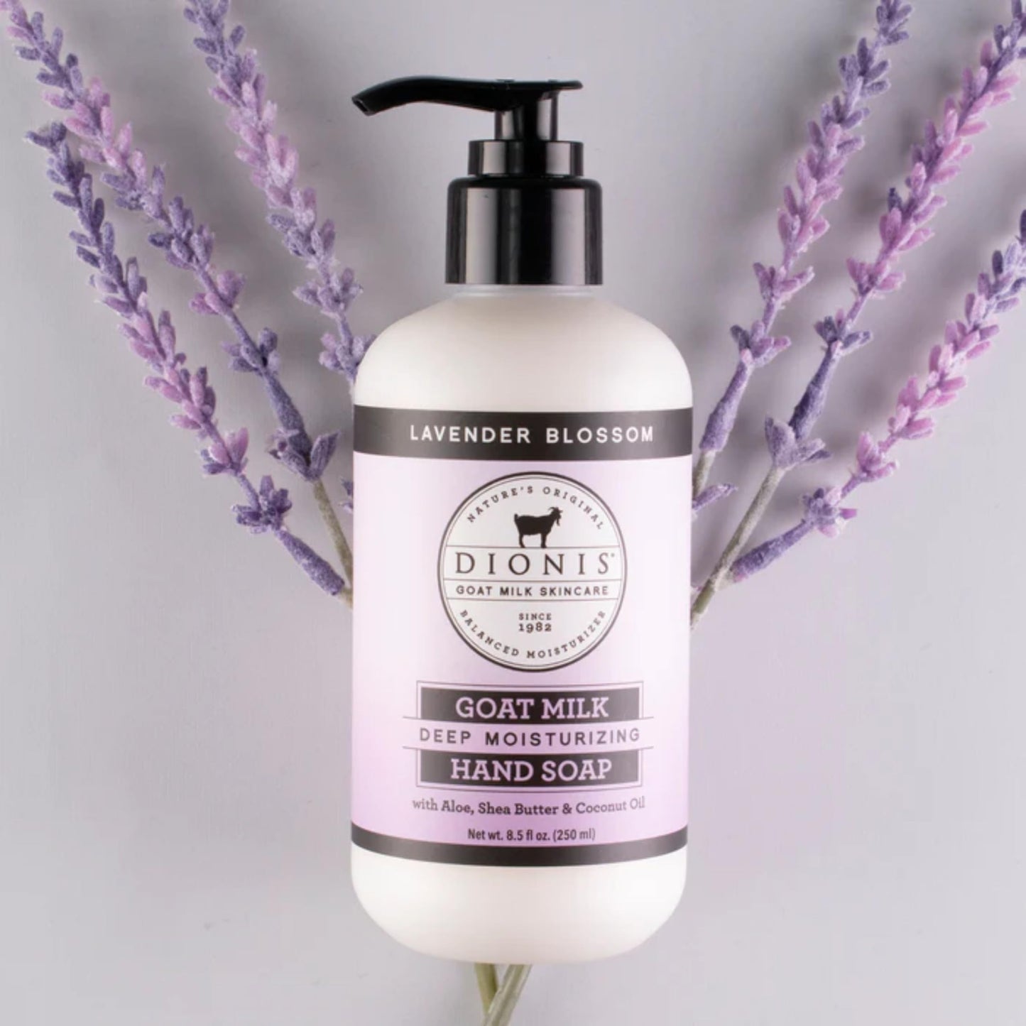 Dionis Goat Milk Skincare Lavender Blossom Scented Hand Soap - Skin Moisturizing & Hydrating Hand Wash - Rich & Creamy -Made in The USA - Cruelty Free For Sensitive Skin, 8.5oz Bottle With A Pump