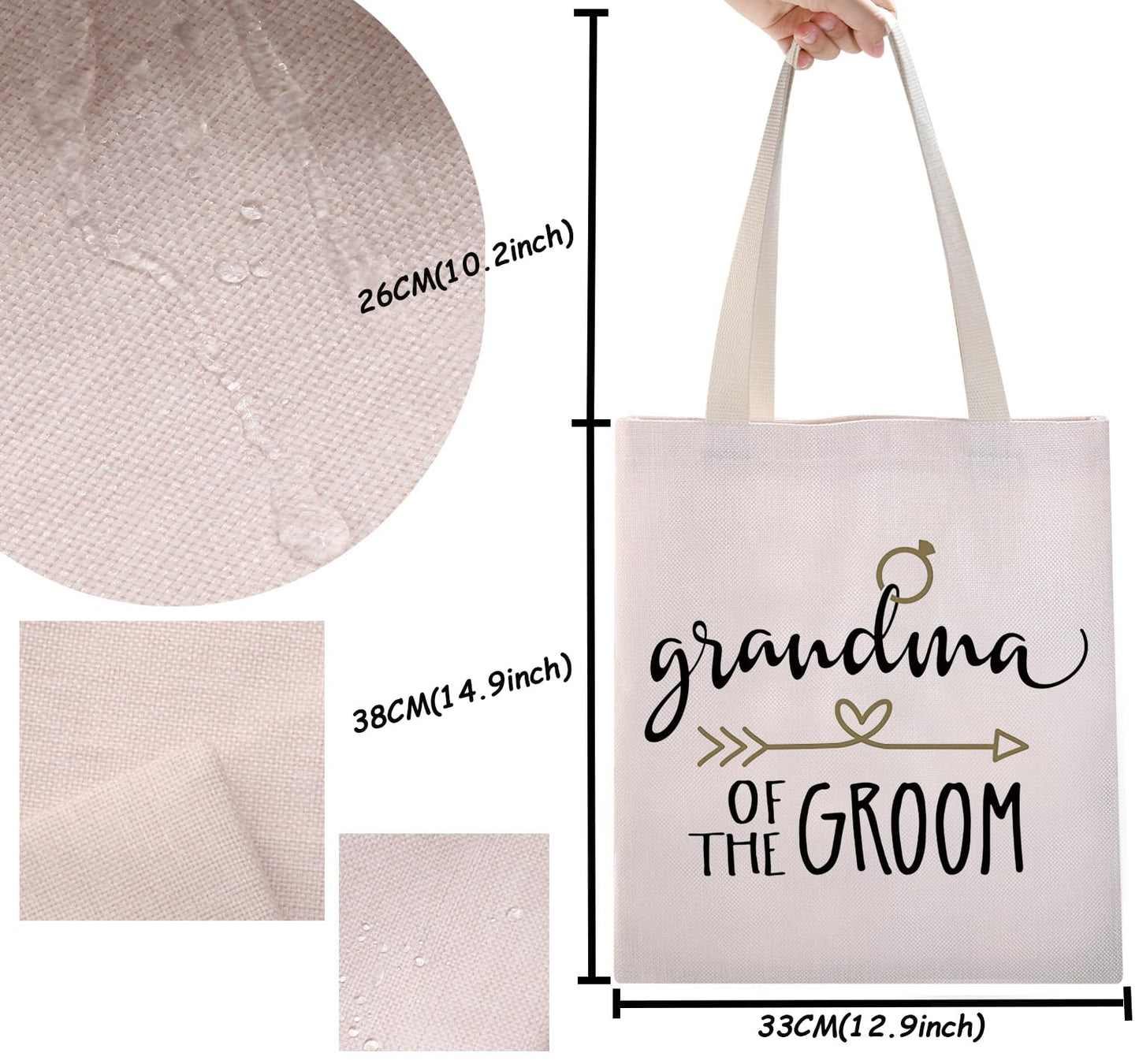 TSOTMO Grandma Grandmother Gift Groom Grandma Gift Grandma of The Groom canvas tote bags Wedding Dinner Gift (Groom canvas)