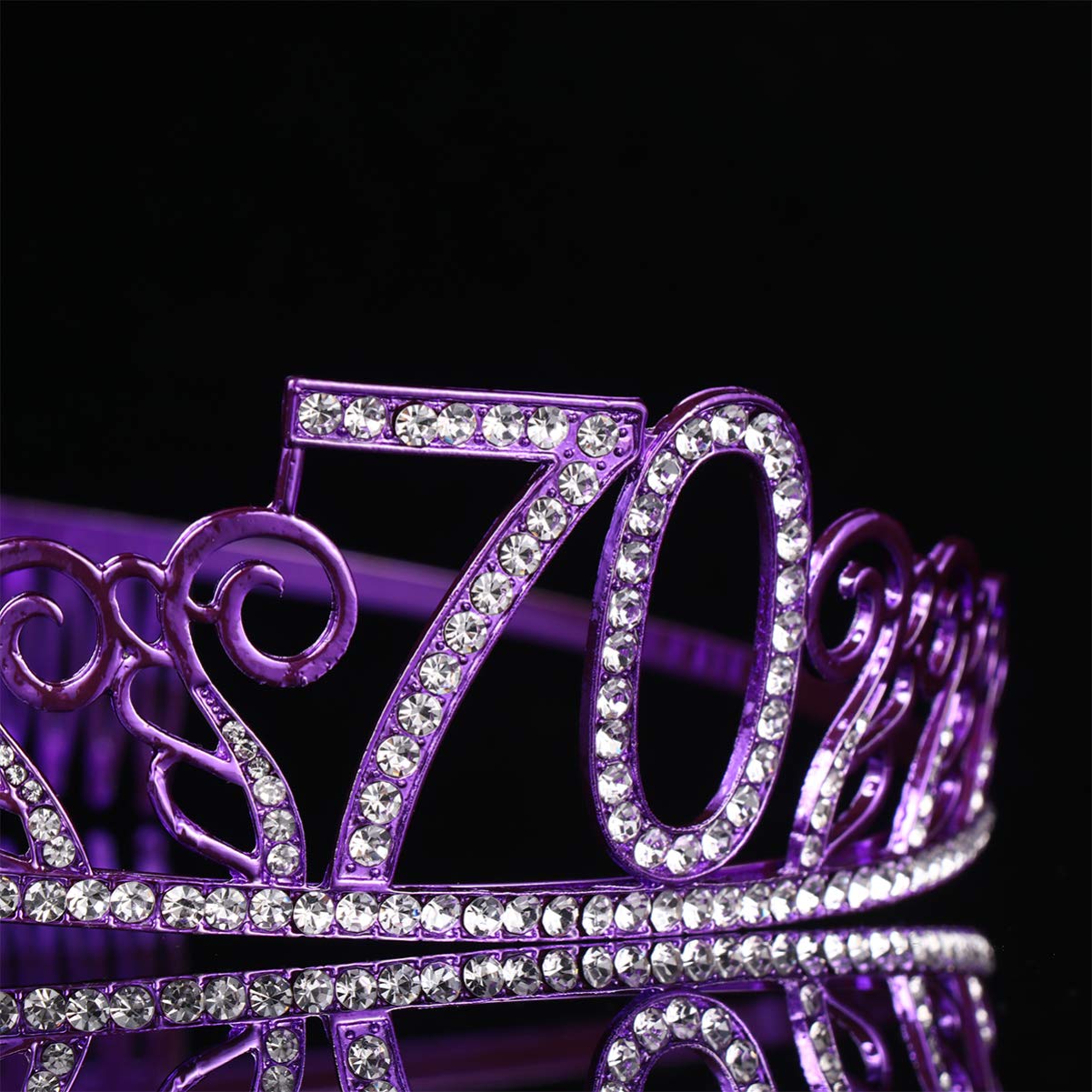 Beaupretty Delicate Headwear Women Headdress Women Headpiece Crystal Princess Crystal Tiara Princess Birthday 70th Birthday Women Number Happy Birthday Crowns Banquet Headband Purple Alloy