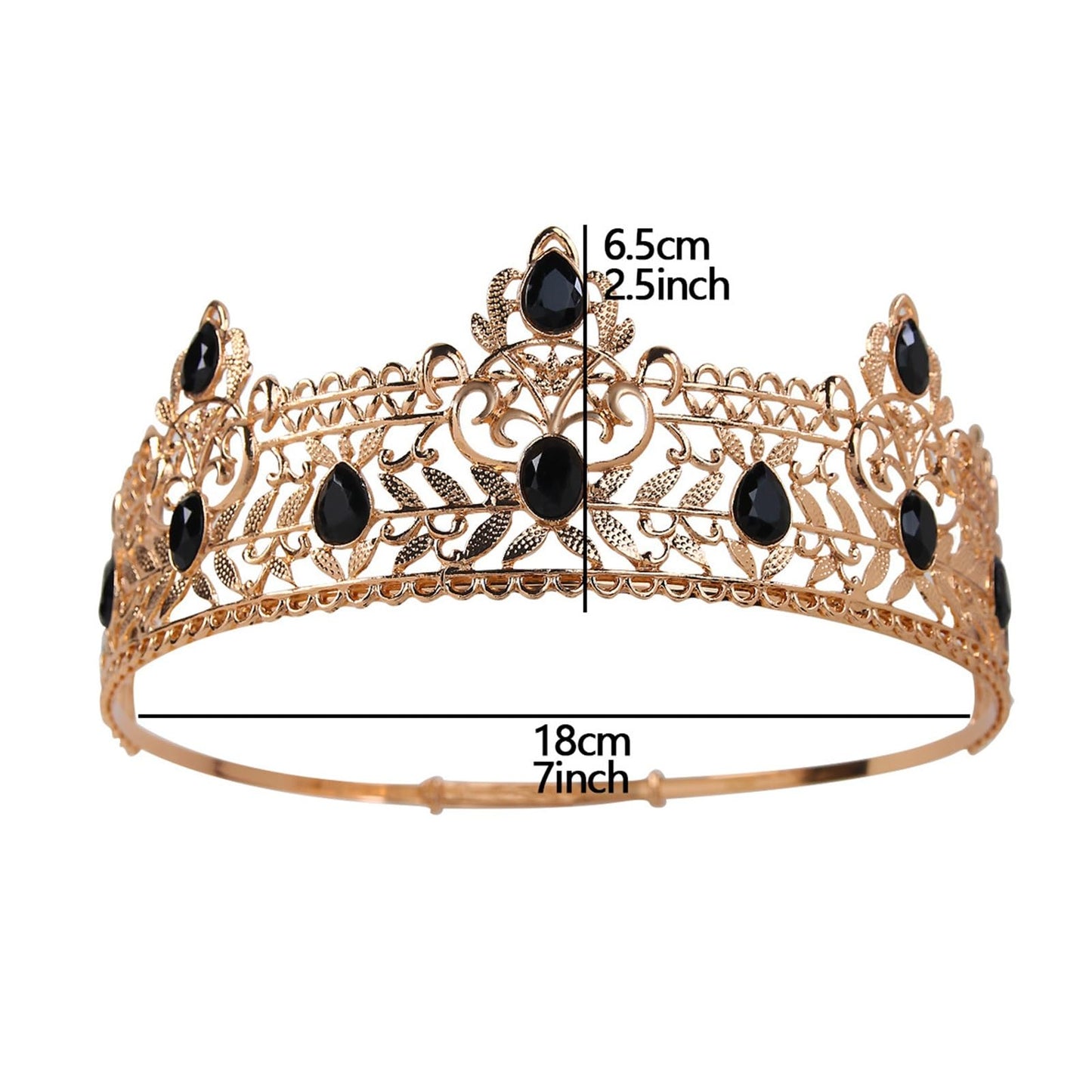 Adjustable King Queen Crown Colorful Black Headband for Men Women Prom King Queen Tiara Gift