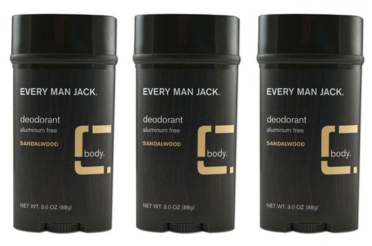 Every Man Jack Deodorant Stick Sandalwood 3 Ounce (Pack Of 3)