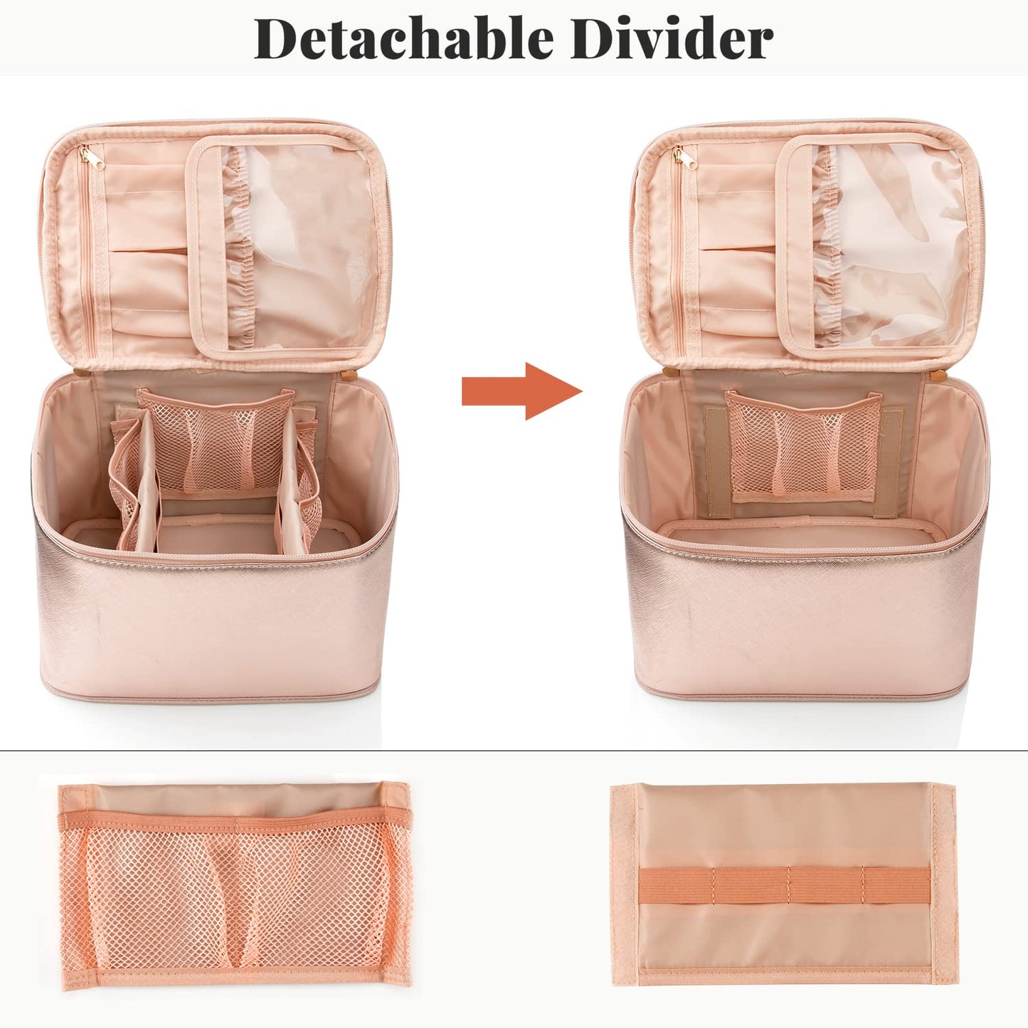 OCHEAL Makeup Bag, Large Travel Makeup Bag Cosmetic Bags for Women Traveling Washable Make Up Bag Organizer Case -Large Rose Gold