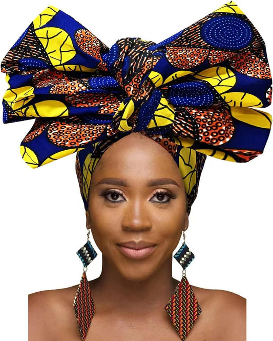 DOAFRIAFRI African Print Head Wrap Ankara Style Turban Kente Headband Scarf (A32)