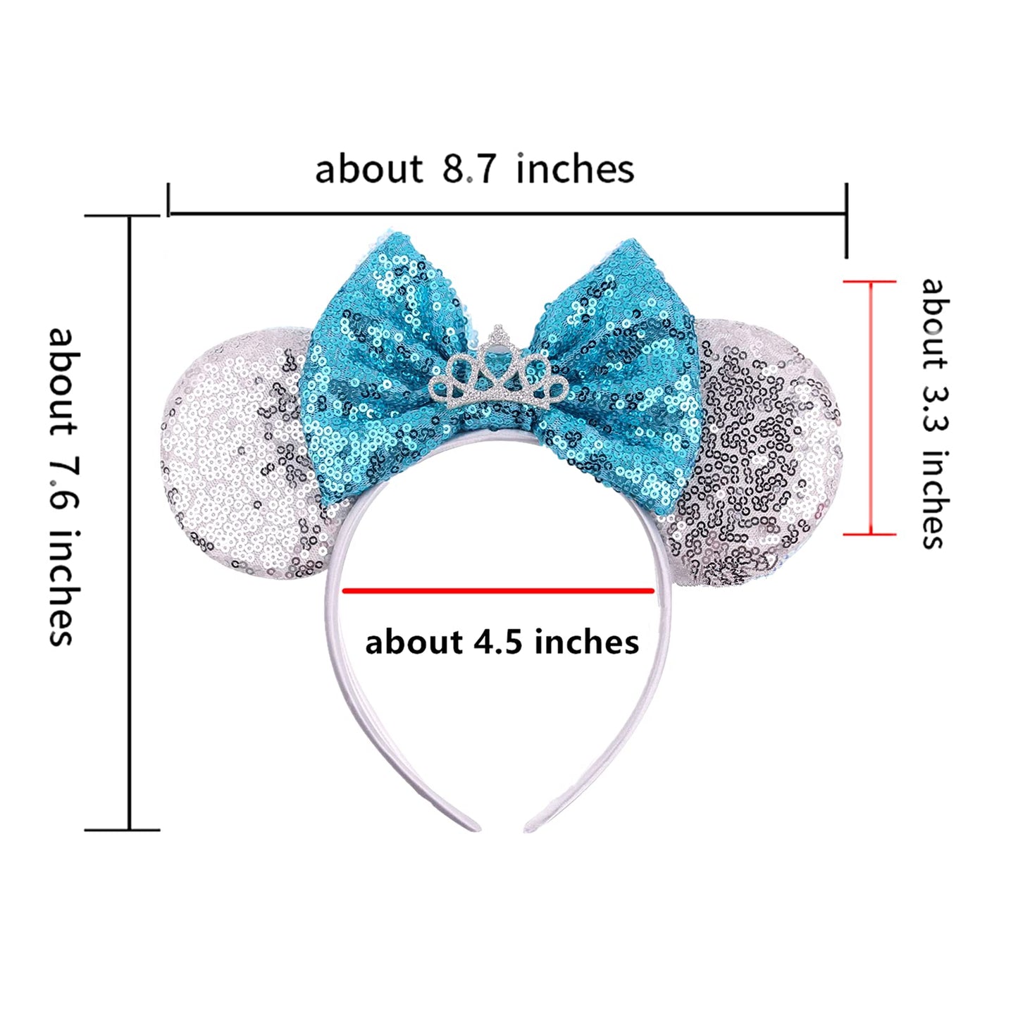 JOYFISCO Mouse Ears Headbands Shiny Bow Mouse Ears Headband Glitter Party Princess Decoration Cosplay Costume for Women Girls