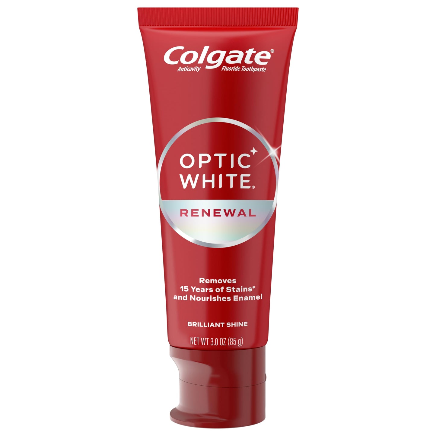 Colgate Optic White Renewal Teeth Whitening Toothpaste, Whitening Fluoride Toothpaste, Effectively Removes Tea, Coffee, and Wine Stains, Made with Hydrogen Peroxide, Brilliant Shine, 3 Pack, 3.0 oz