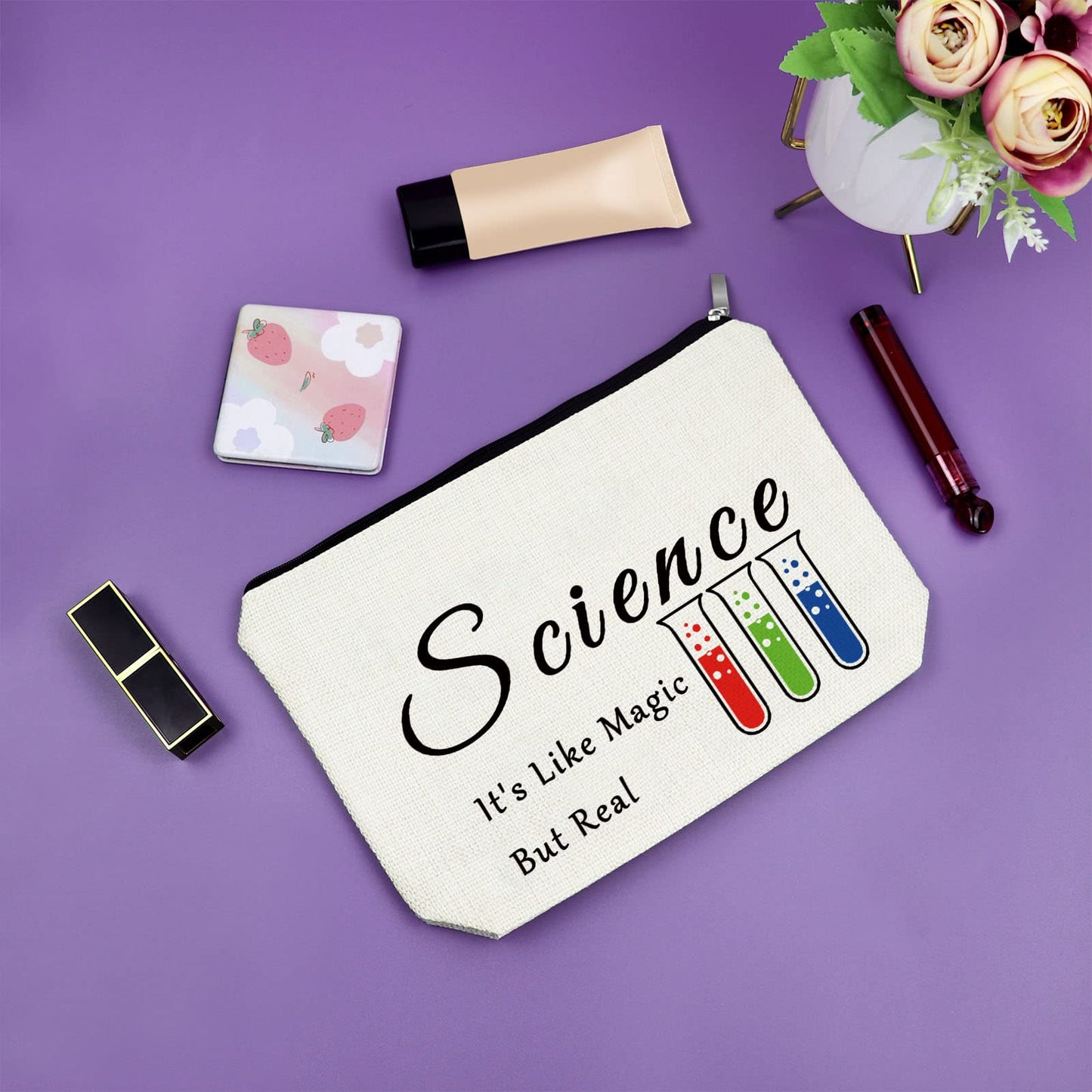 Sazuwu 3PCS Science Gifts Makeup Bag Teacher Appreciation Gifts for Women Science Student Graduation Gifts Scientist Lovers Cosmetic Bag Chemistry Science Gift Birthday Christmas Gifts