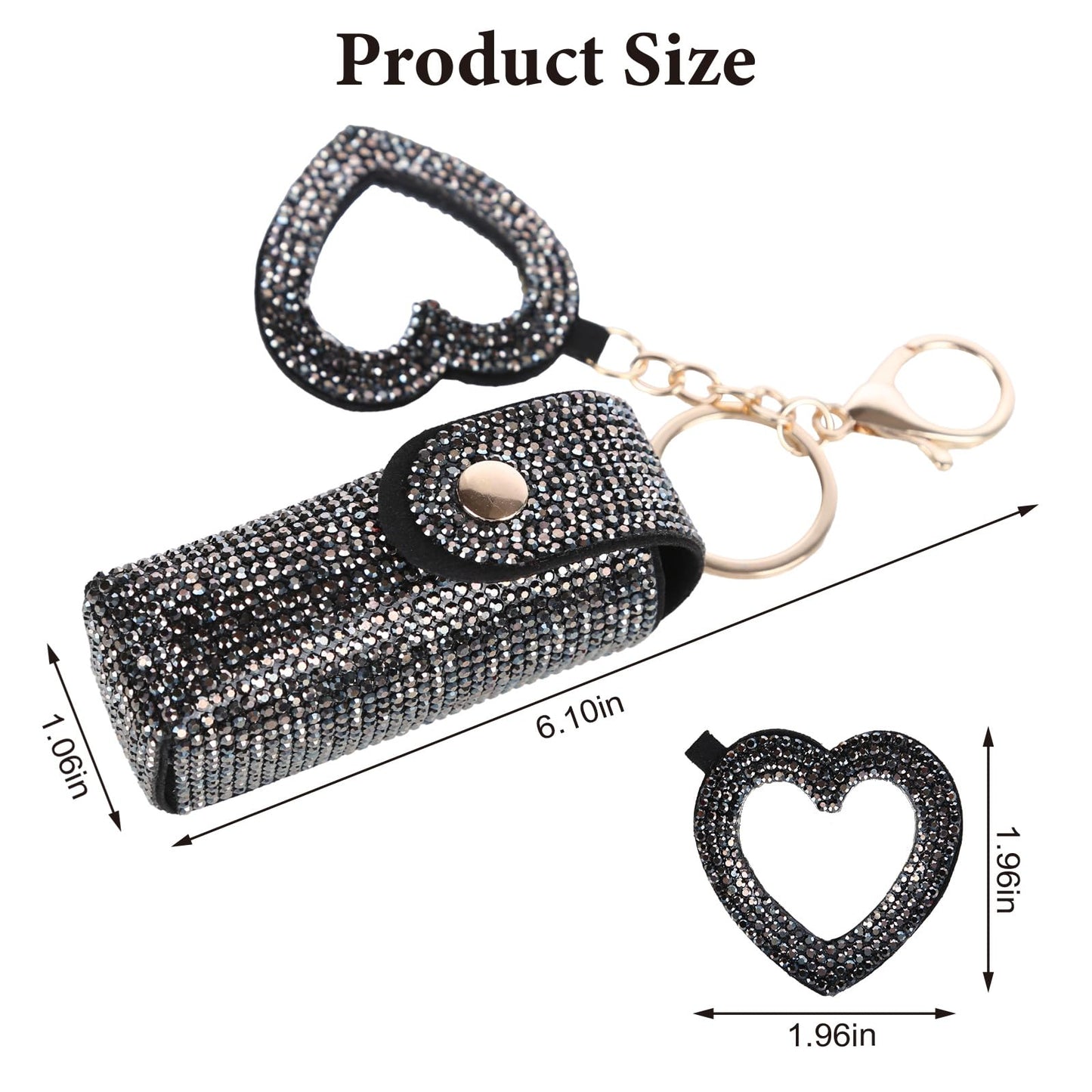 Lipstick Organizer Keychain, Rhinestone Lipstick Case with Mirror for Women, Portable Lipstick Leather Holder Lip Gloss Bag Lip Balm Case for Travel, Party, Holiday Gifts (Black)