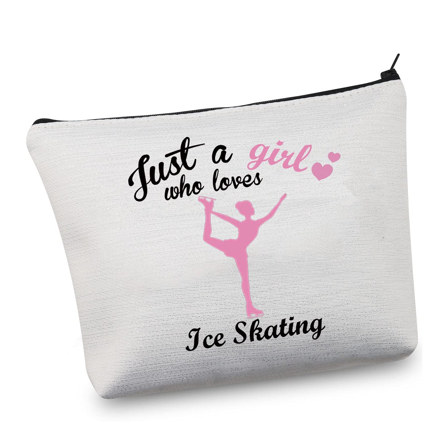 CMNIM Ice Skating Gifts Skating Makeup Bag Figure Skating Gifts Just a Girl Who Loves Ice Skating Gifts for Girls Skater Gifts Cosmetic Bag Travel Pouch Toiletry Bag (Ice Skating Bag)