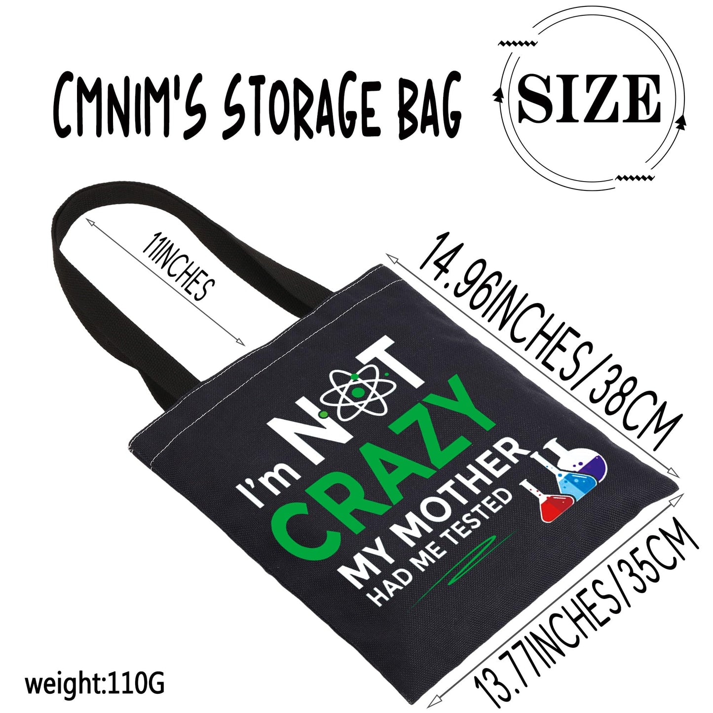 CMNIM Big Bang Theory Cosmetic Bag Sheldon Cooper Fans Inspired Gift for TV Show Lover I'm Not Crazy My Mother Had Me Tested (I'm not Crazy TB)