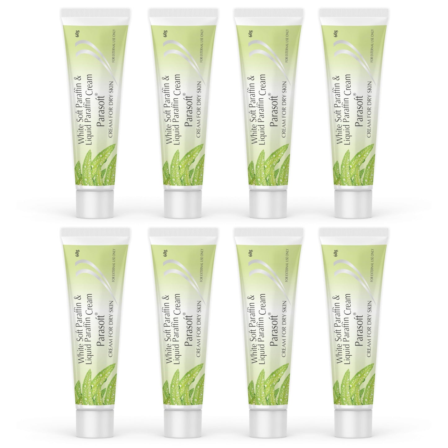 Parasoft Cream for Dry & Dehydrated Skin Intense Moisturizer Nourishing Cold Cream & Winter Cream with Goodness of Aloe vera for both Men & Women - 60GM (Pack of 8)