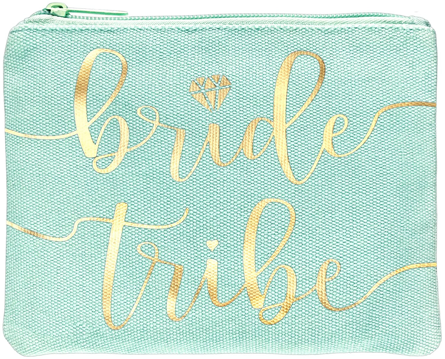 Bride Tribe Makeup Bags - Bridesmaid Favor for Bachelorette Party, Bridal Shower, Wedding. Cosmetics/Toiletries Bag, Wedding Survival Kit, Hangover Kit, Keepsake (1pc Bride Tribe, Mint)