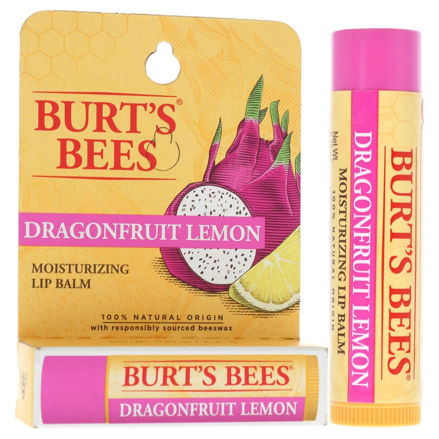 Burts Bees Dragonfruit Lemon Moisturizing Lip Balm Unisex 0.15 oz (I0115832)