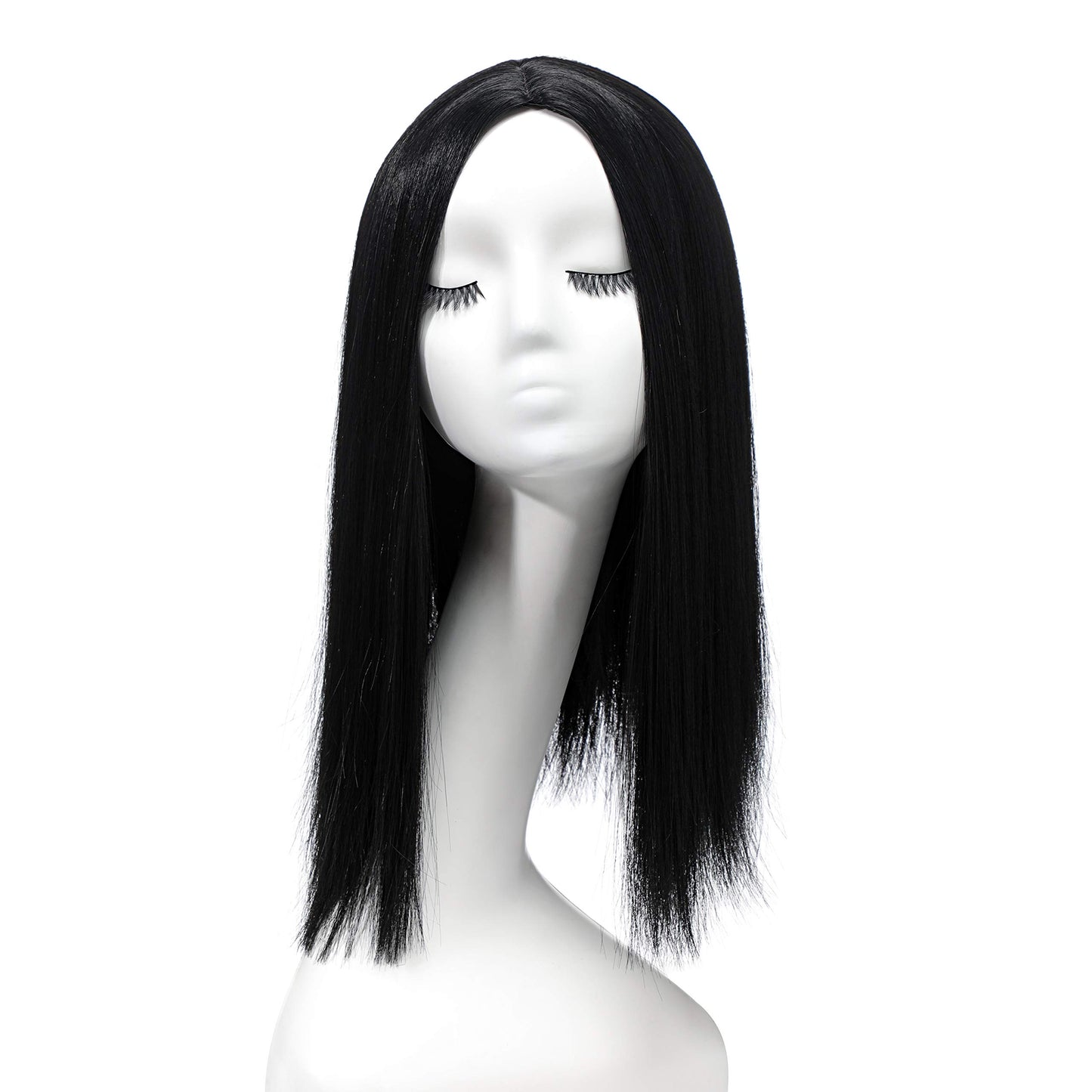 MSMY Colorful Wig Women's Long Straight Wigs Human Hair Wigs Long Straight Wigs for Women Heat Resistant Pastel Cosplay Wig (BLACK)