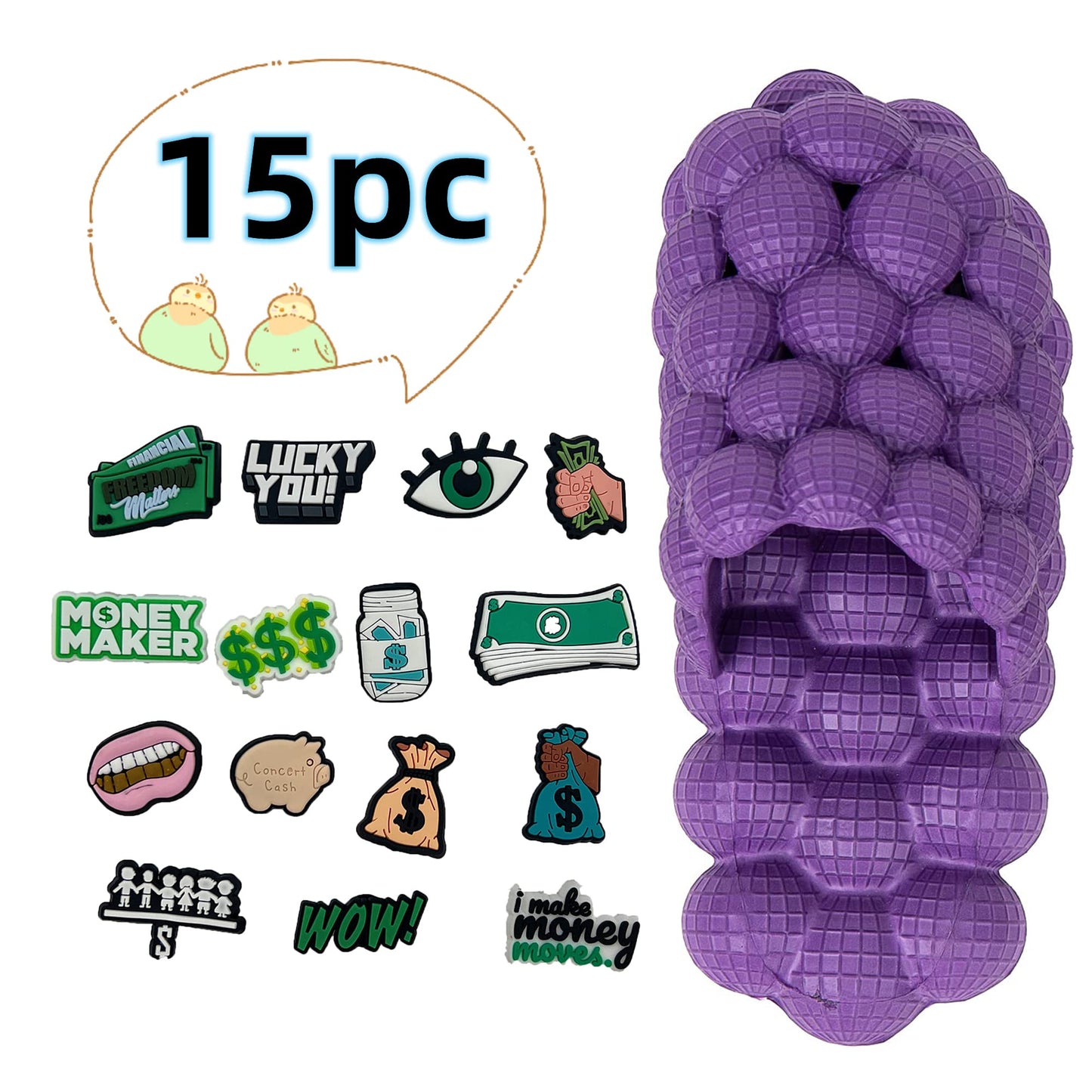 Bubble Slides, Bubble Slippers, Massage Bubble Slides Slippers for Women Men, Funny Lychee Non-slip Spa Slippers, Soft Pillow Stress Relief Slides, Reflexology Sandals for Ladies Slides (11.5-12.5WOMEN/10-11MEN, DIY-Purple, numeric_11_point_5)