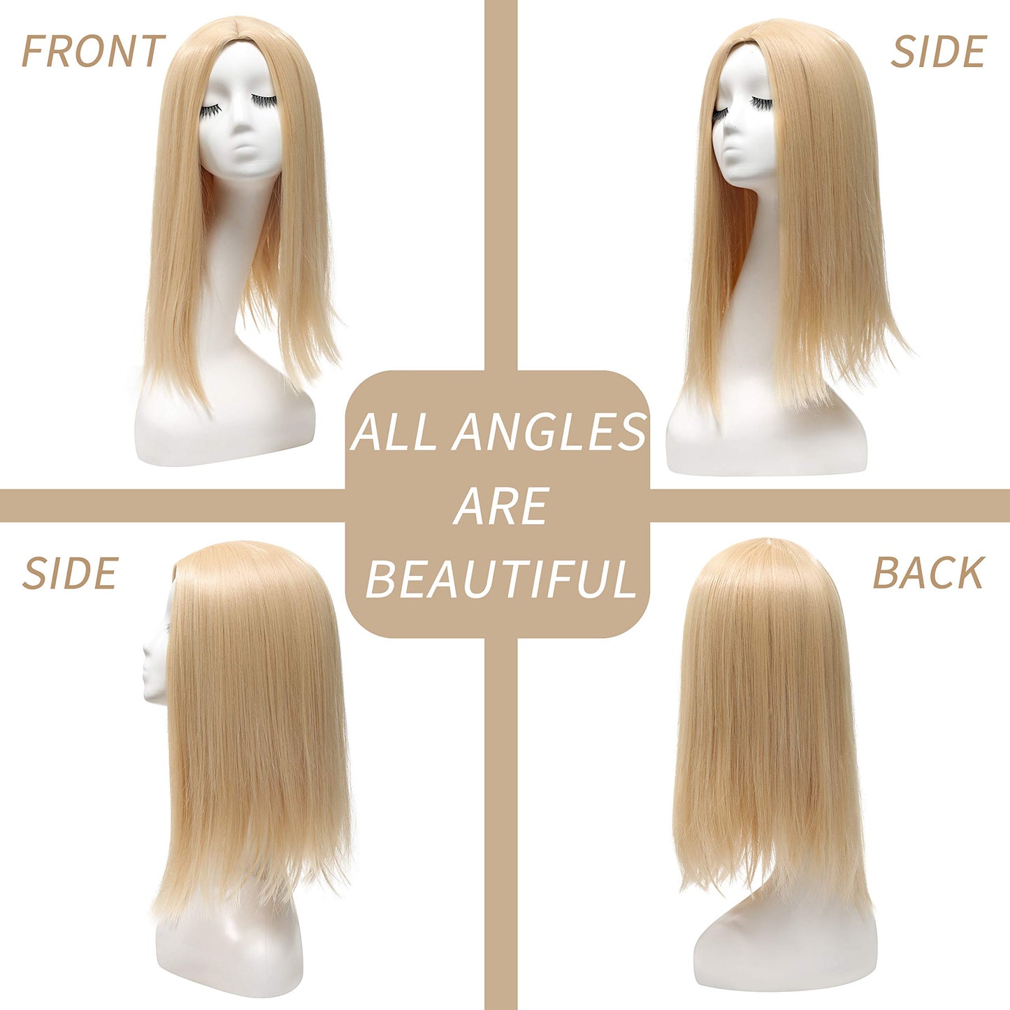 Blonde Wig Straight Hair Colorful Shawl Long Hair Split Women's Synthetic Girl Wig Middle Part Suitable for Daily Party Role Play Heat Resistant Natural 14’’ Lengthening Fashion